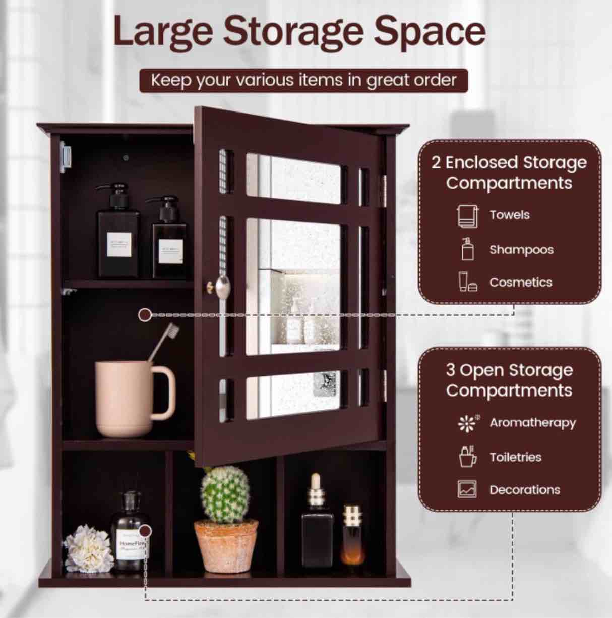 wall mounted and mirrored bathroom cabinet 