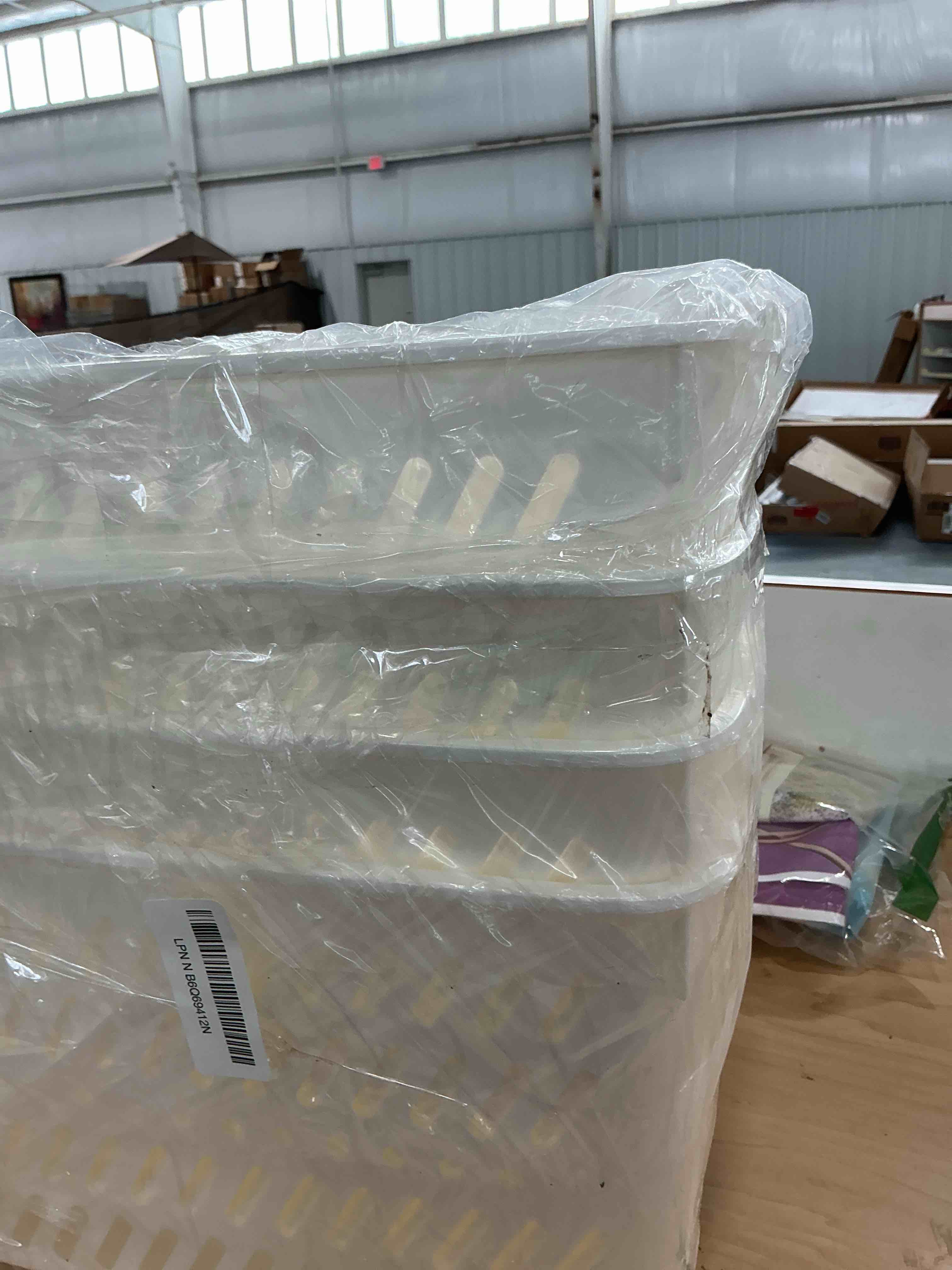 Condition photo showing New/Like New for coloch 4 pack plastic under sink organizer with wheels, roll out bottle organization bins narrow kitchen cabinet organizers multifunctional plastic organizer basket for under sink, kitchen, bathroom