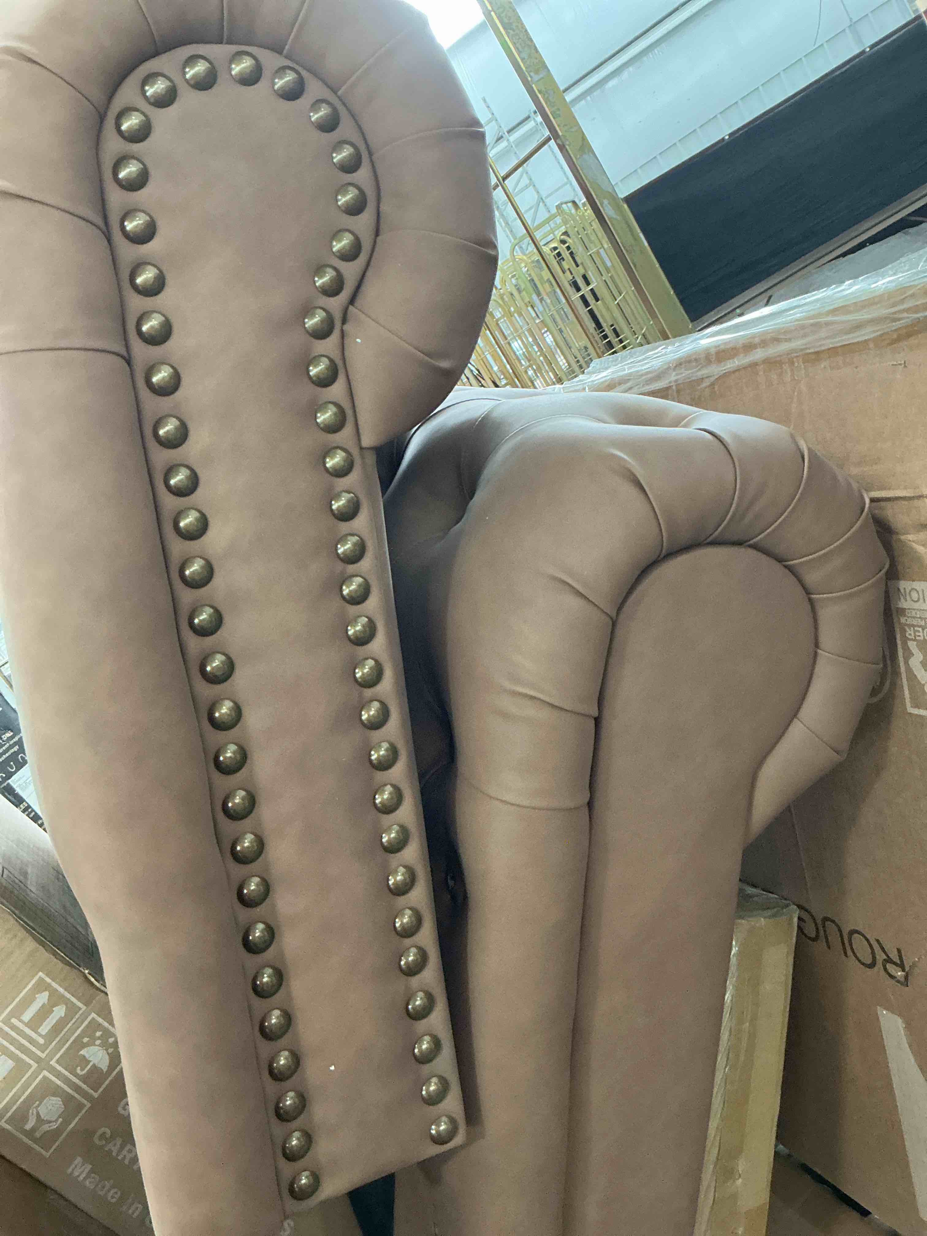 Condition photo showing As Is for couch side pieces brown  tucked