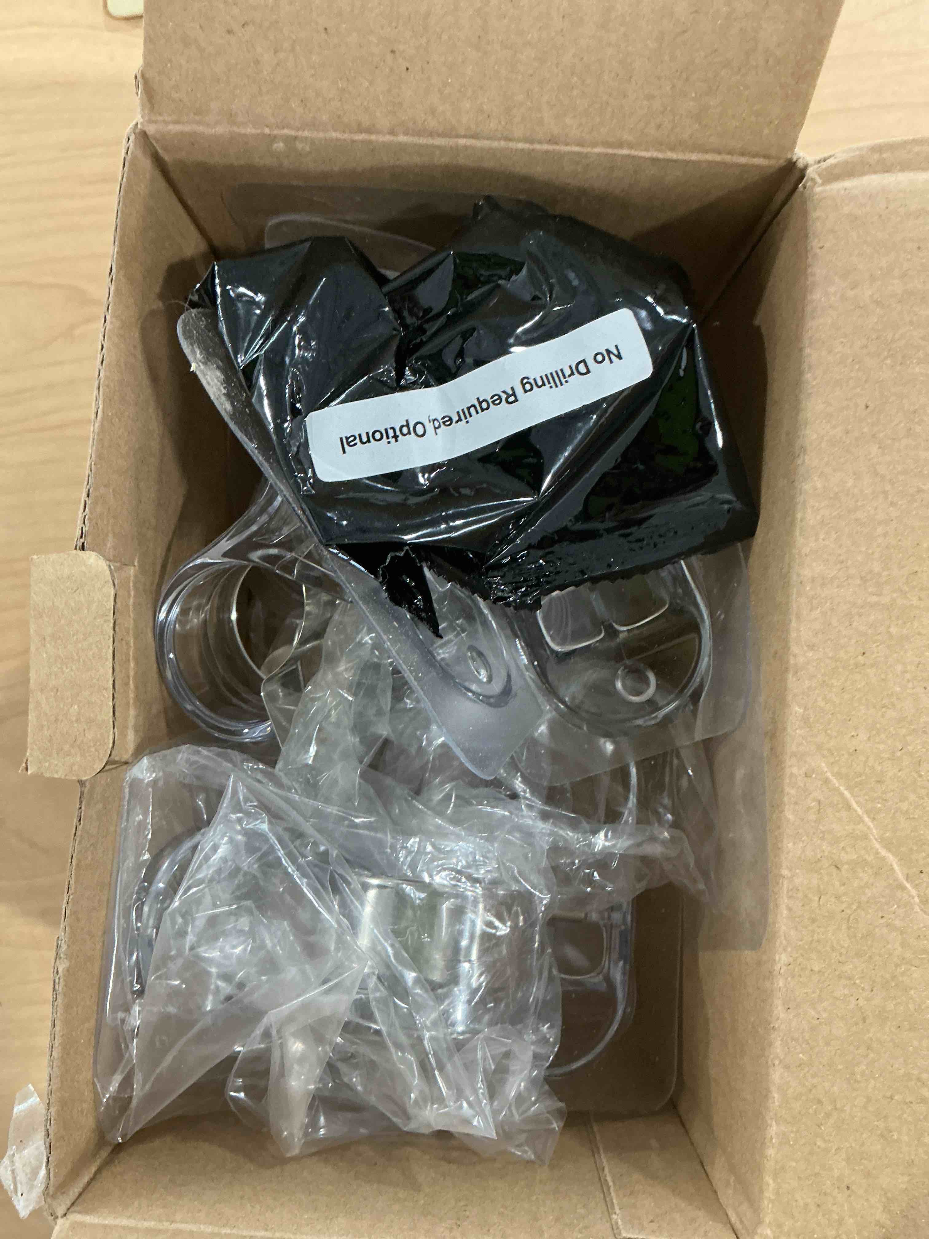 Condition photo showing Good Condition for andgoo 6 pack adhesive curtain rod holders, no drilling curtain rod brackets, renter friendly curtain hanger, fits 0.5'' to 1.2'' rods, heavy duty curtain rod hooks for apartment bathroom dorm kitchen 6 pack transparent