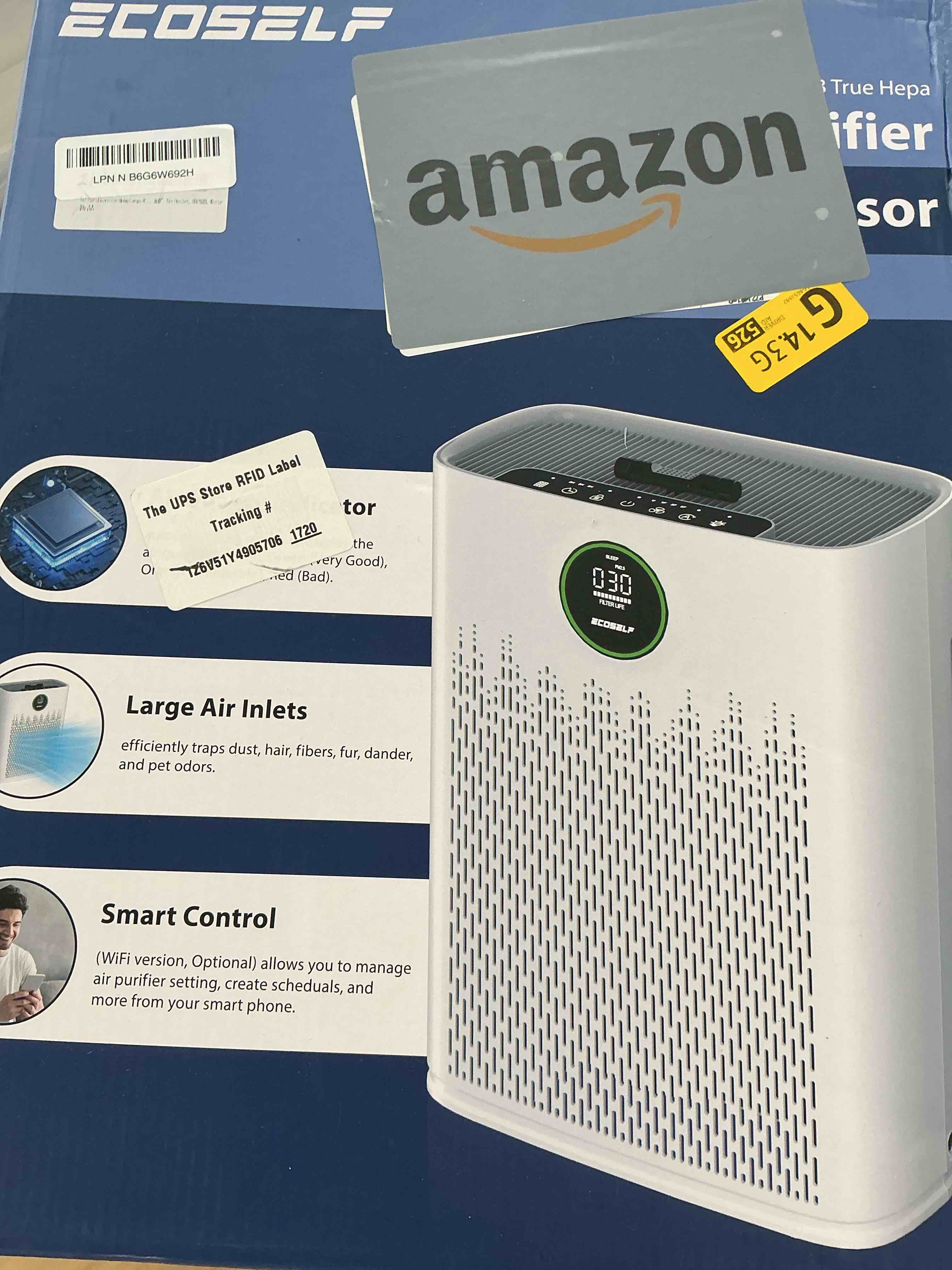 Condition photo showing Good Condition for air purifiers for home large room, cover up to 2400 ft² with true hepa filter, smart mode, pm2.5 air quality display, 22db sleep mode, aromatherapy with 2x-purification & 360°air outlet, hap603, white bright white