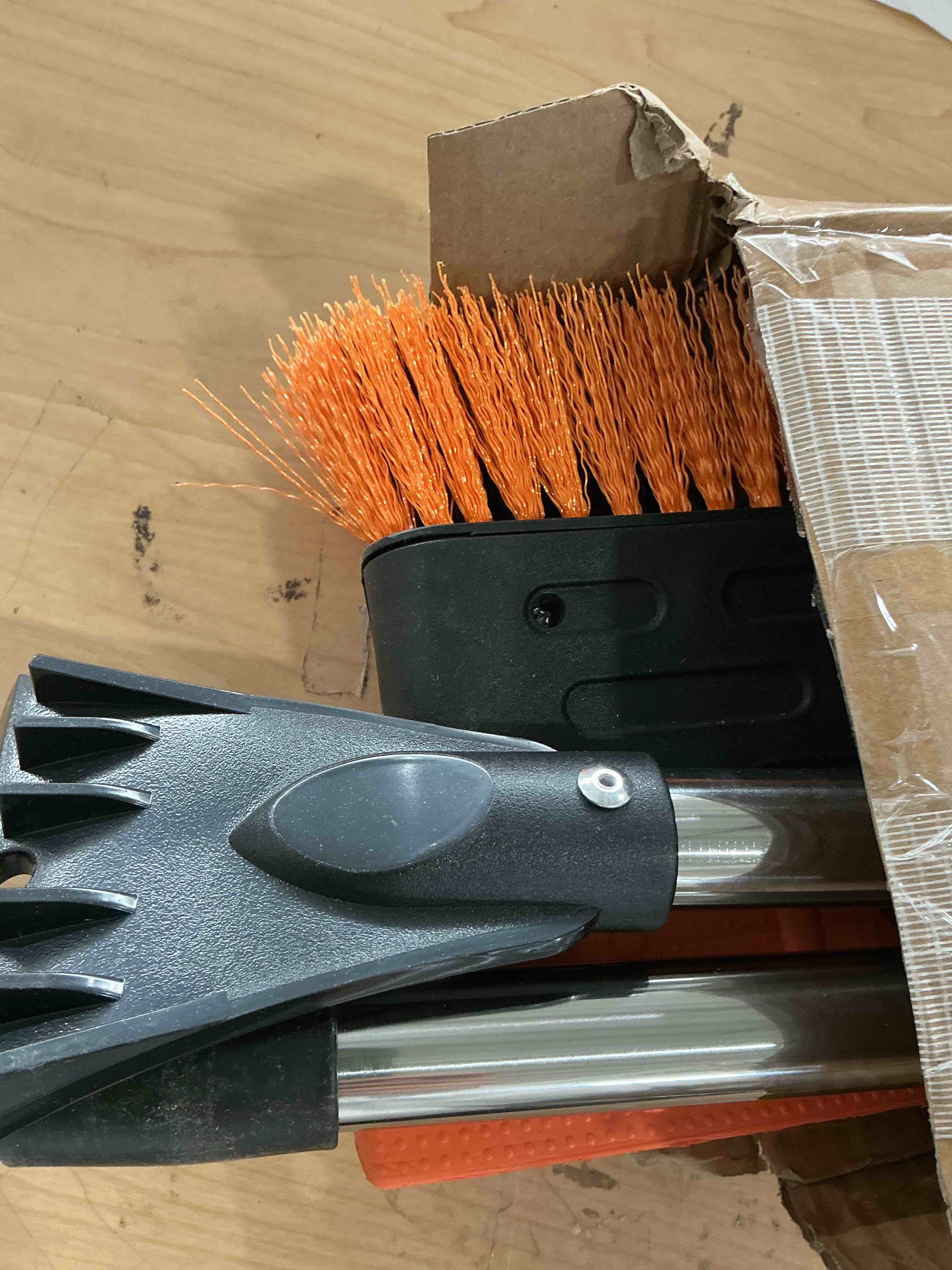Condition photo showing Good Condition for 16" large snow brush for car windshield,non-scratch snow scraper,55" extendable snow broom with foam grip,snow remover for cars, truck, suv (orange, large)