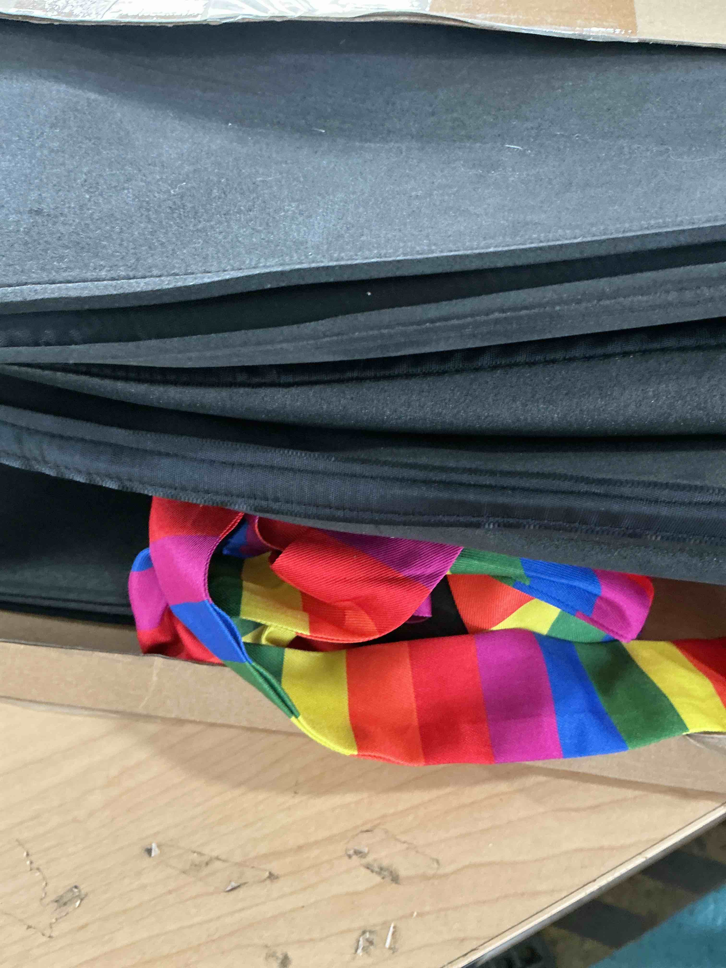 Condition photo showing Good Condition for cuffbow 4 pcs st. patrick's day costume suit pot of gold leprechaun costume black cauldron with rainbow shoulder gold coins green shamrock pot t-shirt hat beard accessory for irish cosplay party favor