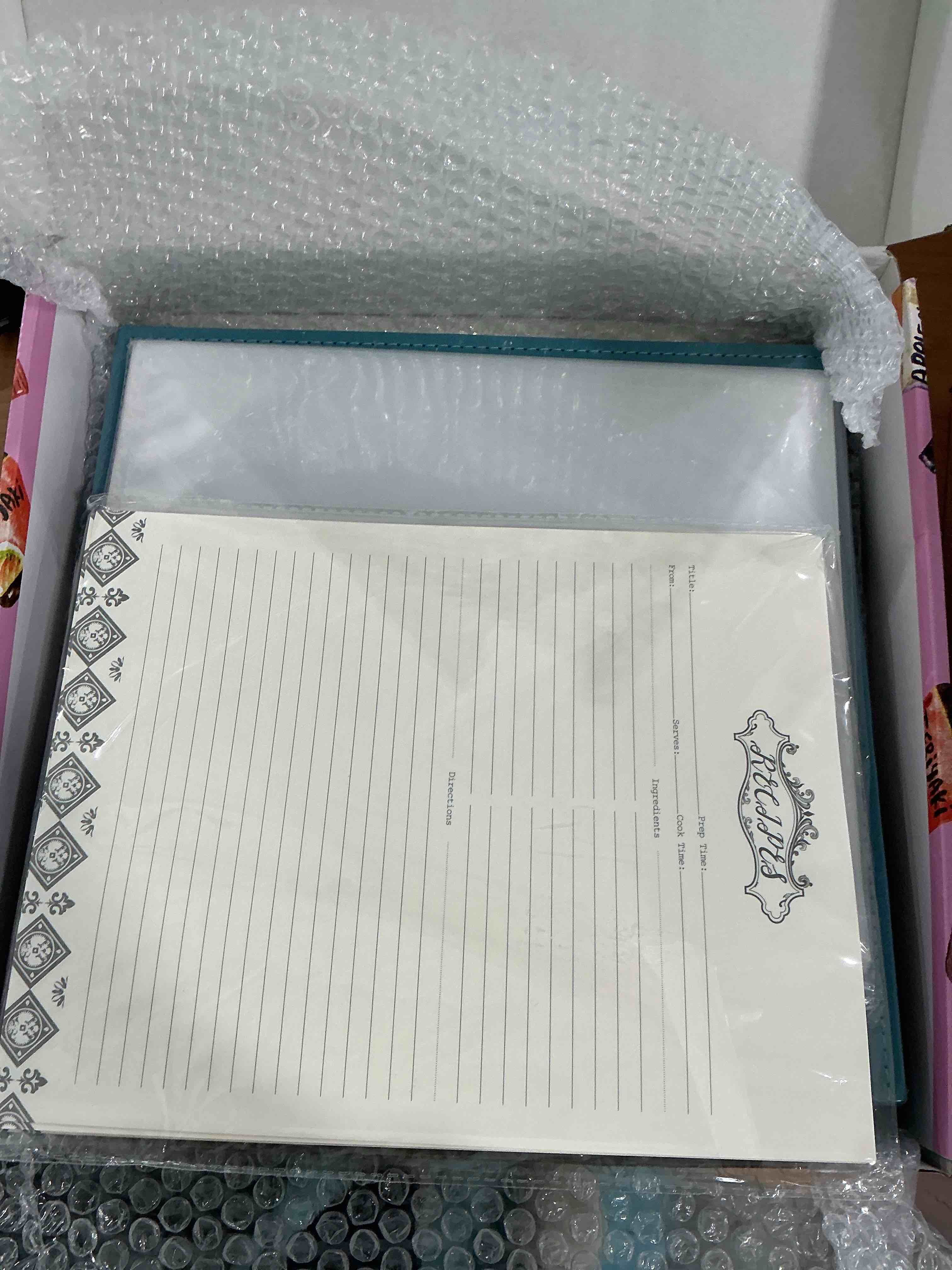 Condition photo showing New/Like New for cofice recipe binder – 8.5x11 3 ring blank family recipe book binder kit to write in your own recipes with pu faux leather cover and plastic sleeves (blue)