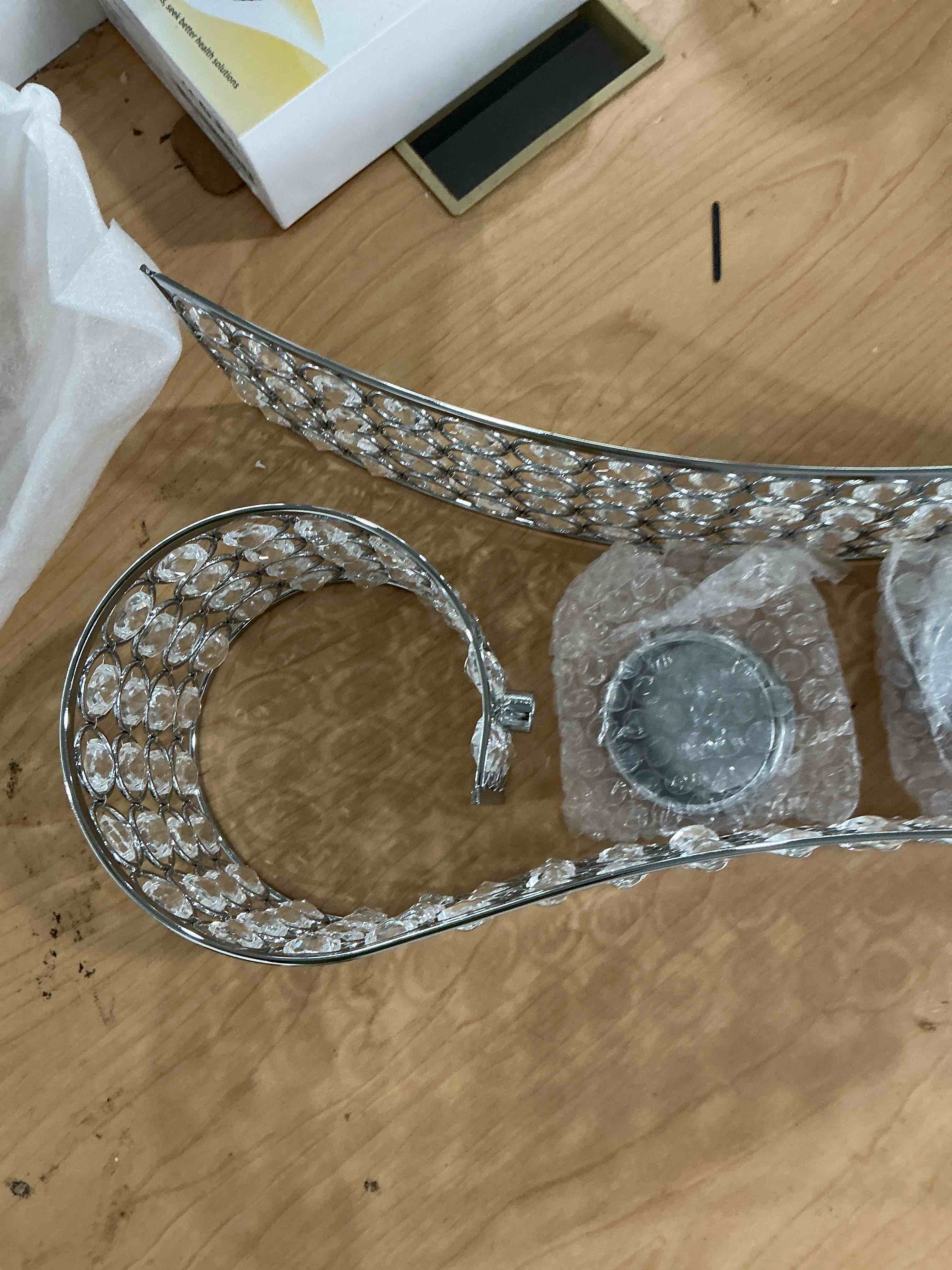 Condition photo showing Good Condition for crystal candle sconces for wall metal tealight candle holders silver wall decor for living dining room bedroom candle centerpiece, set of 2 silver 17.5”h x 3.8”l x 4.5”w