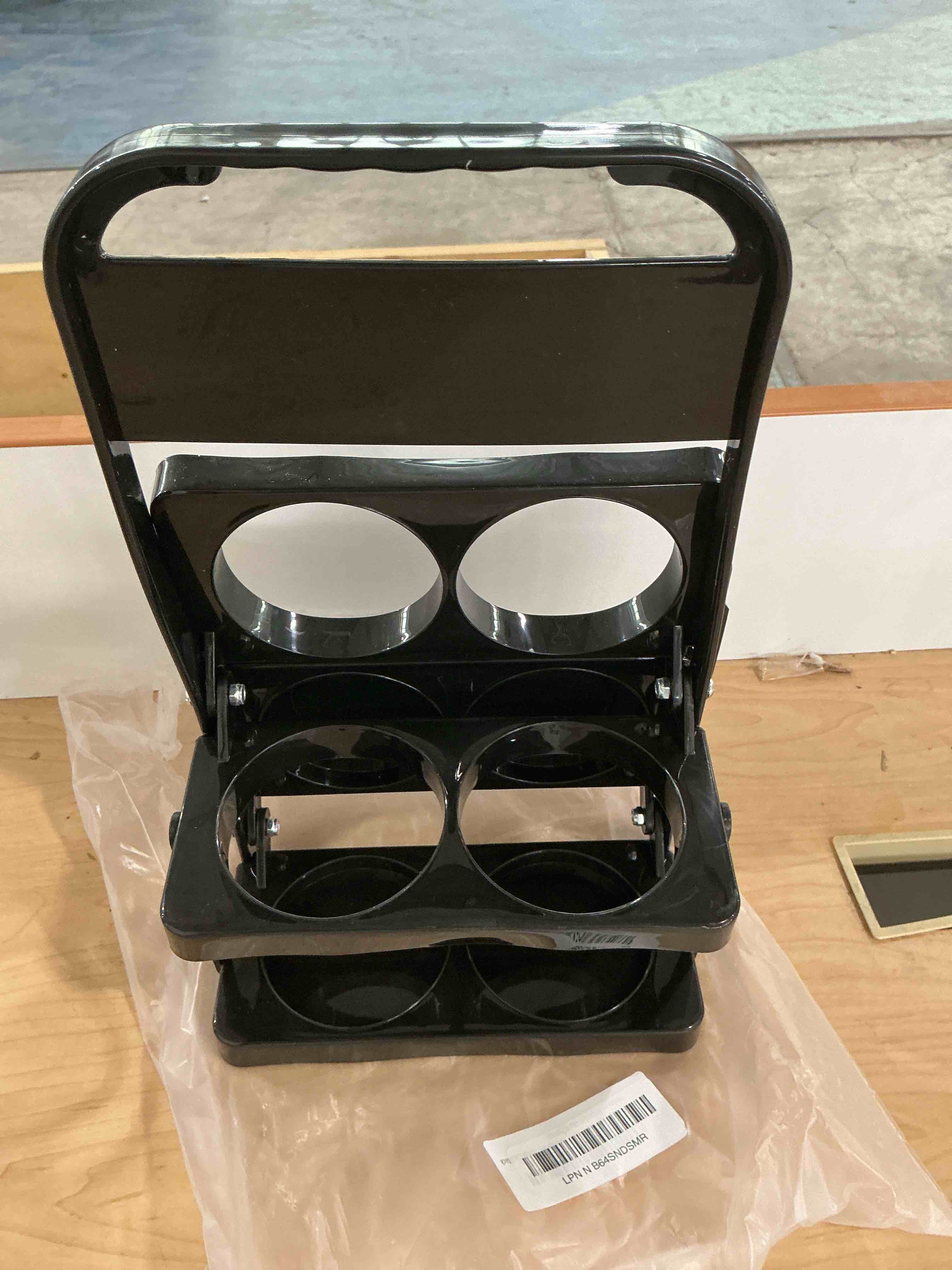 Condition photo showing Good Condition for portable drink carrier,reusable beer bottle coffee cup holder,beer bottle drink caddy for delivery,4 holes cup holders with handle for catering restaurant travel car,black black 4 holes