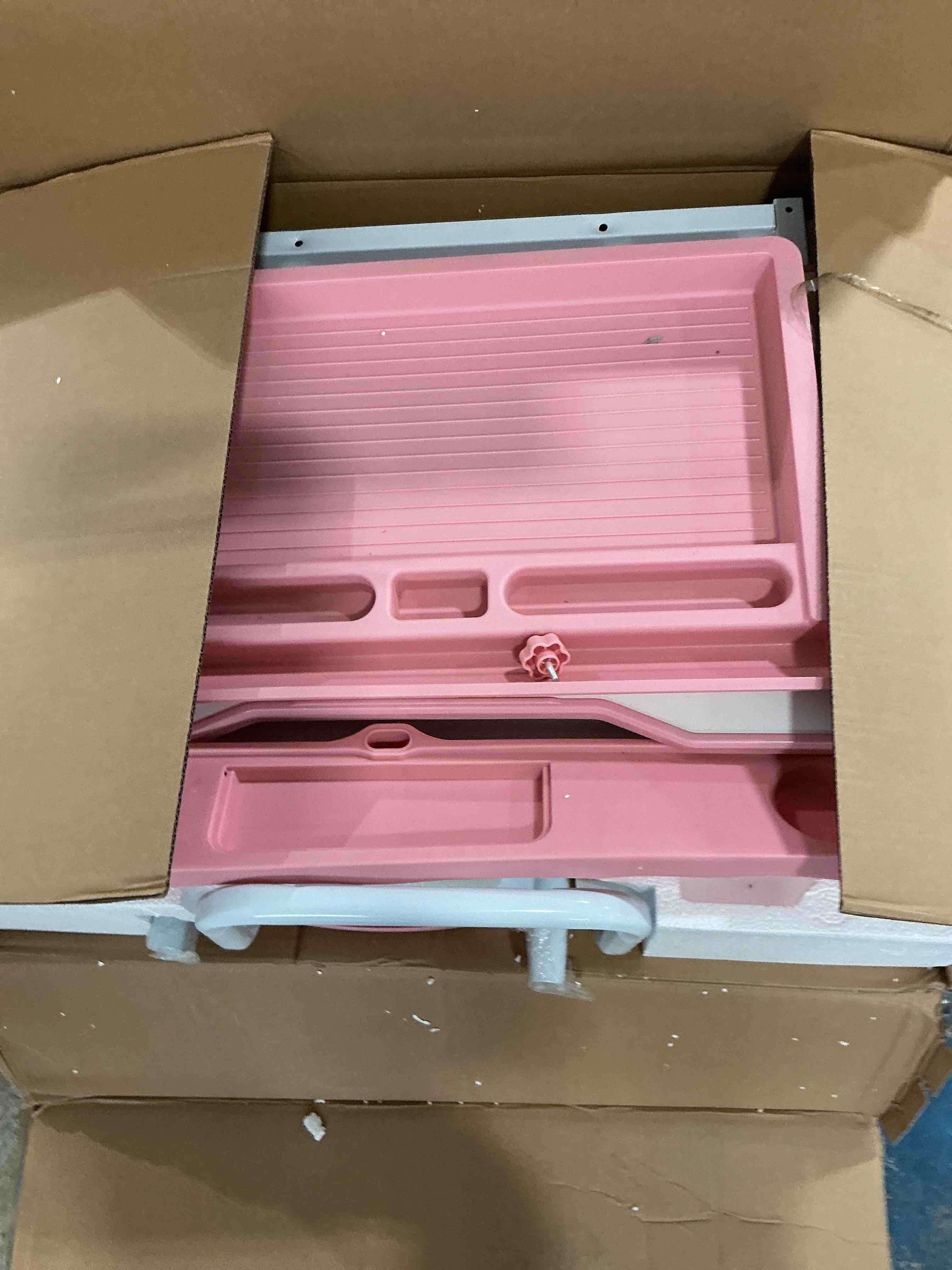 Condition photo showing New/Like New for study desk and study chair, adjustable pink for kids