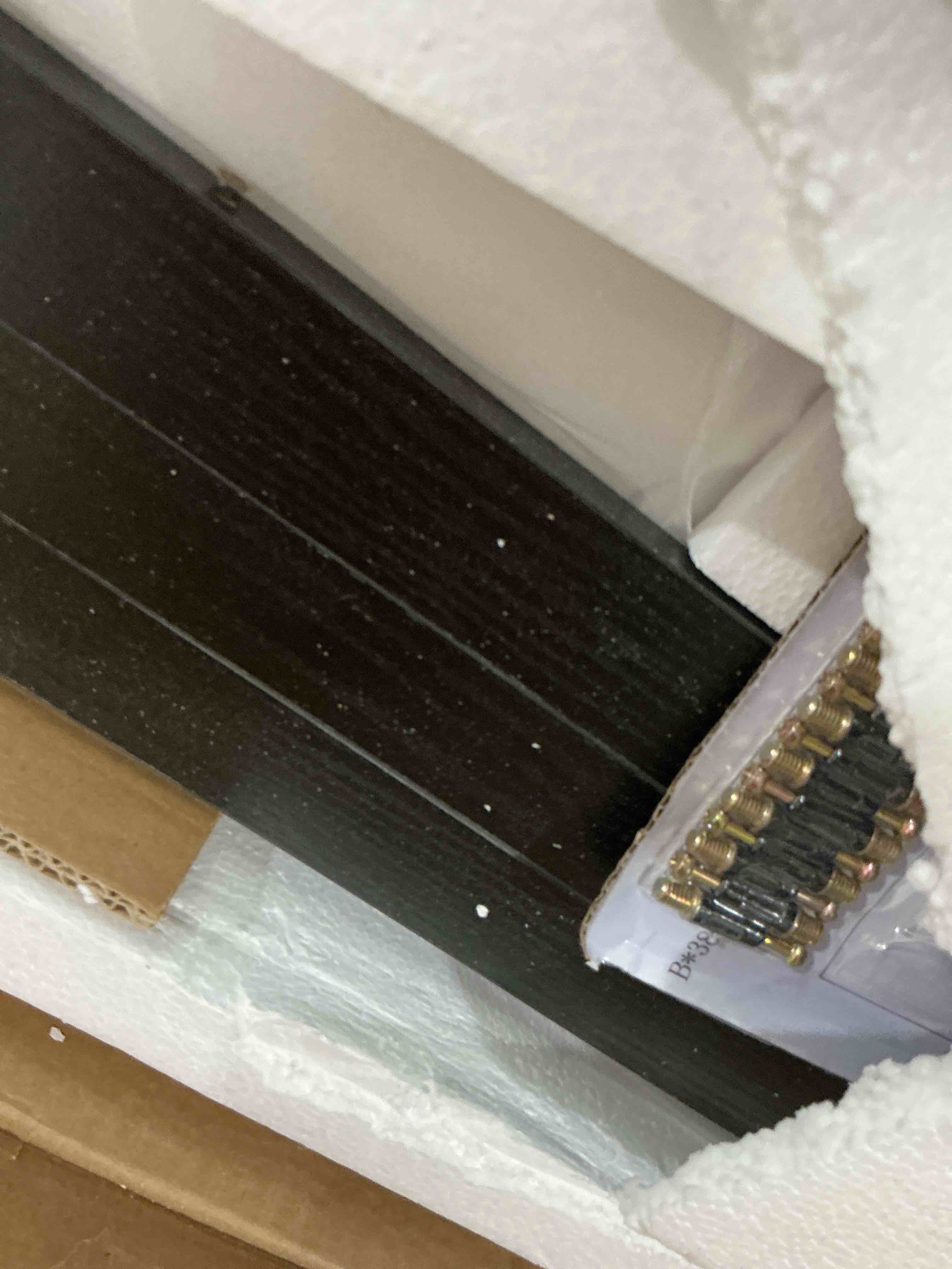 Condition photo showing New/Like New for 60 inch industrial tv table for entertainment with shelving black