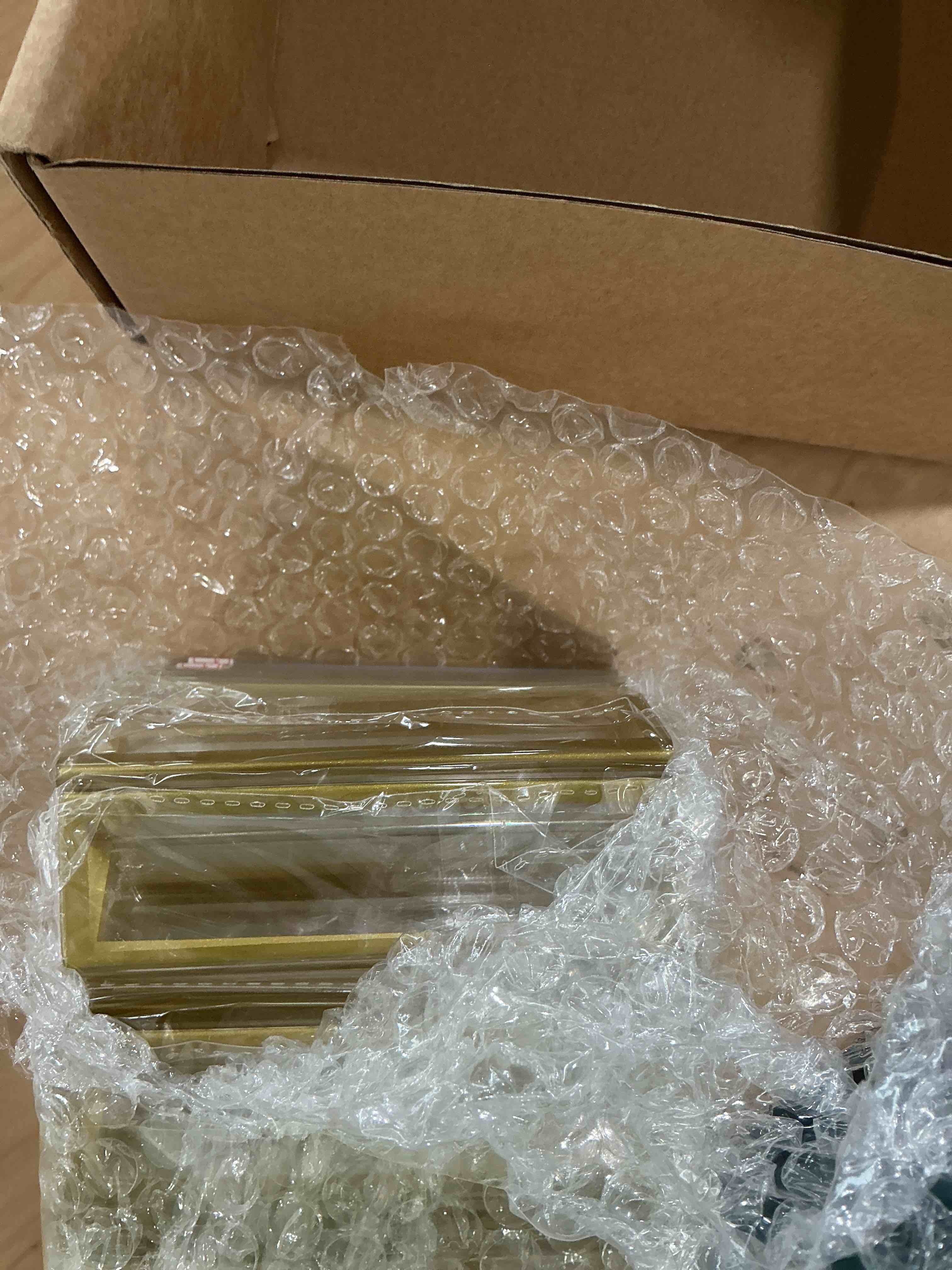 Condition photo showing New/Like New for dynta acrylic sign holder 4x6 8 pack double sided clear plastic display stands, tabletop menu holder, flyer display for wedding, party, restaurant, office, retail (gold frame)