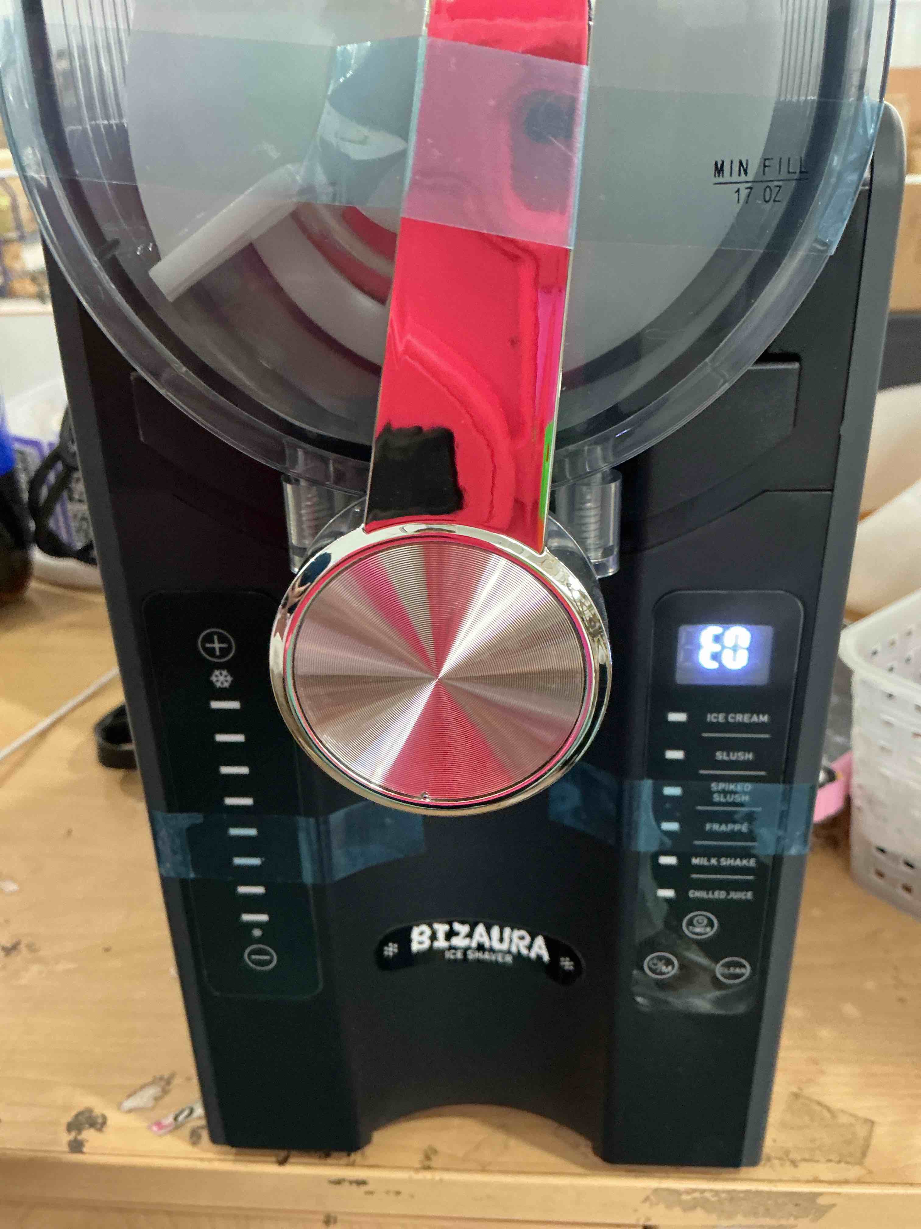 Condition photo showing Good Condition for slushie machine, 2l/68oz frozen drink maker & margarita machine with 6 presets and led display, no ice needed slushy machine for home & party candle needs to be reattached broken off