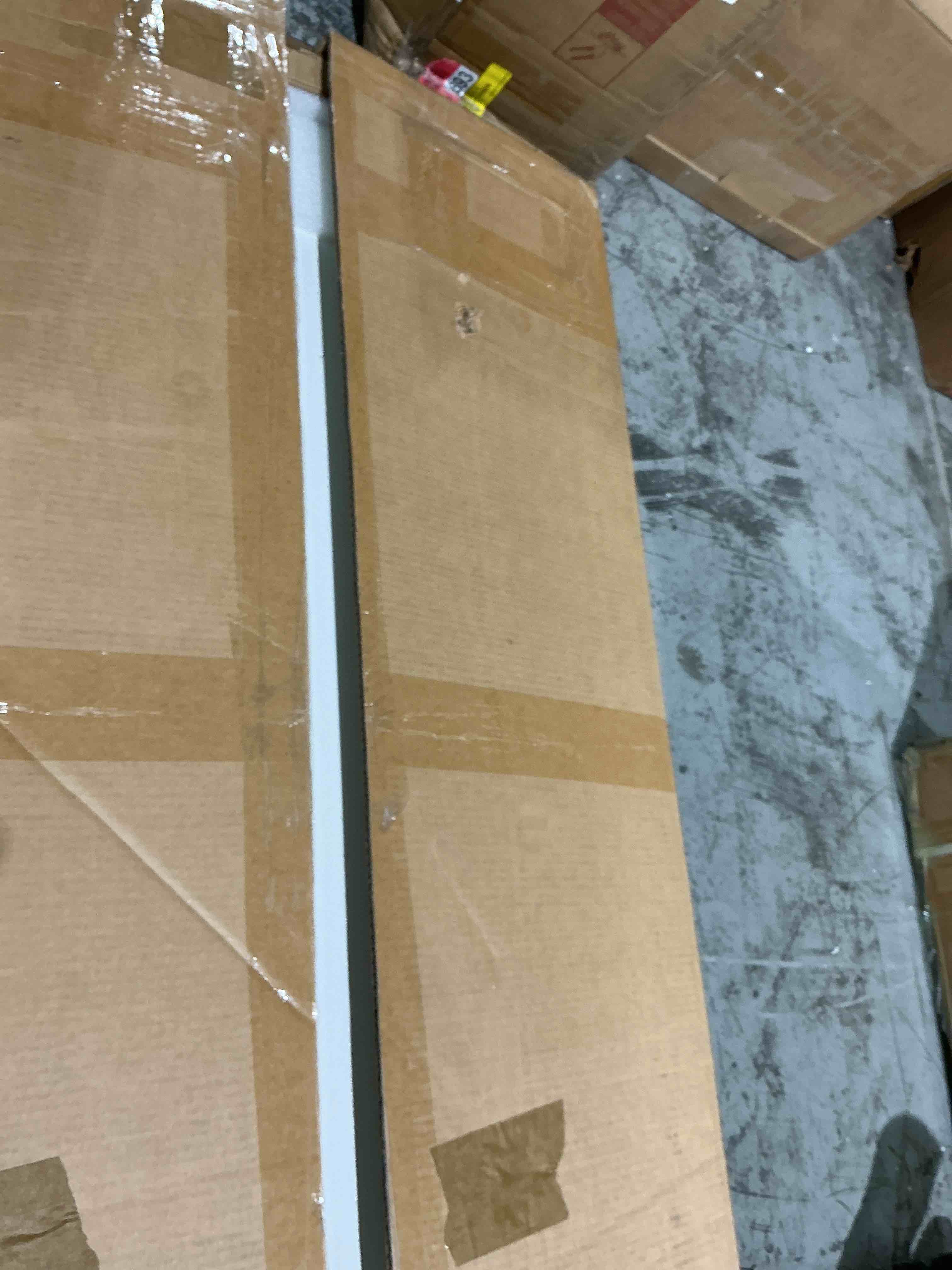 Condition photo showing Brand New for white l shaped desktop two pieces with installation tools, white top pieces only