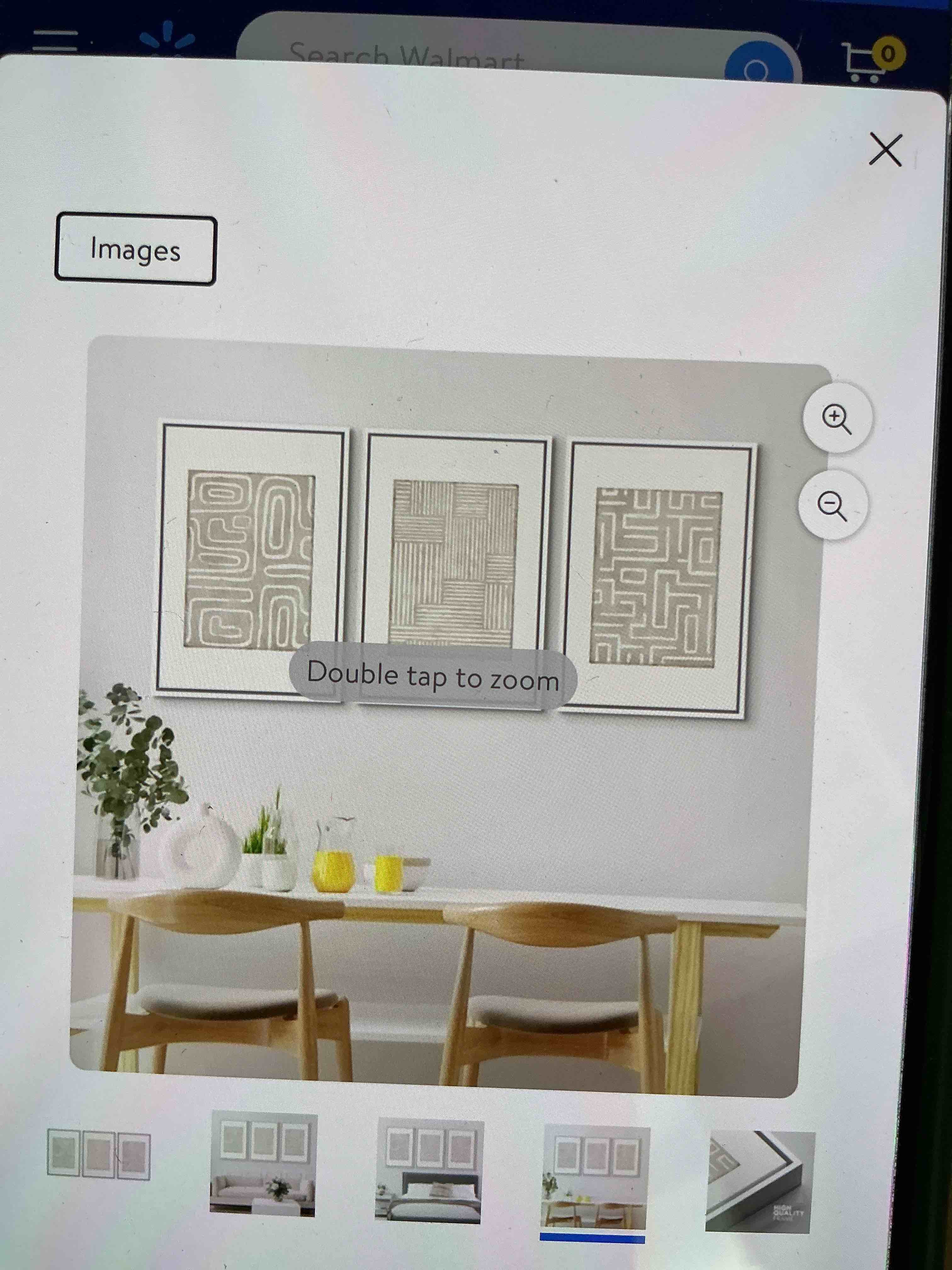 Condition photo showing Brand New for three piece set abstract wall art