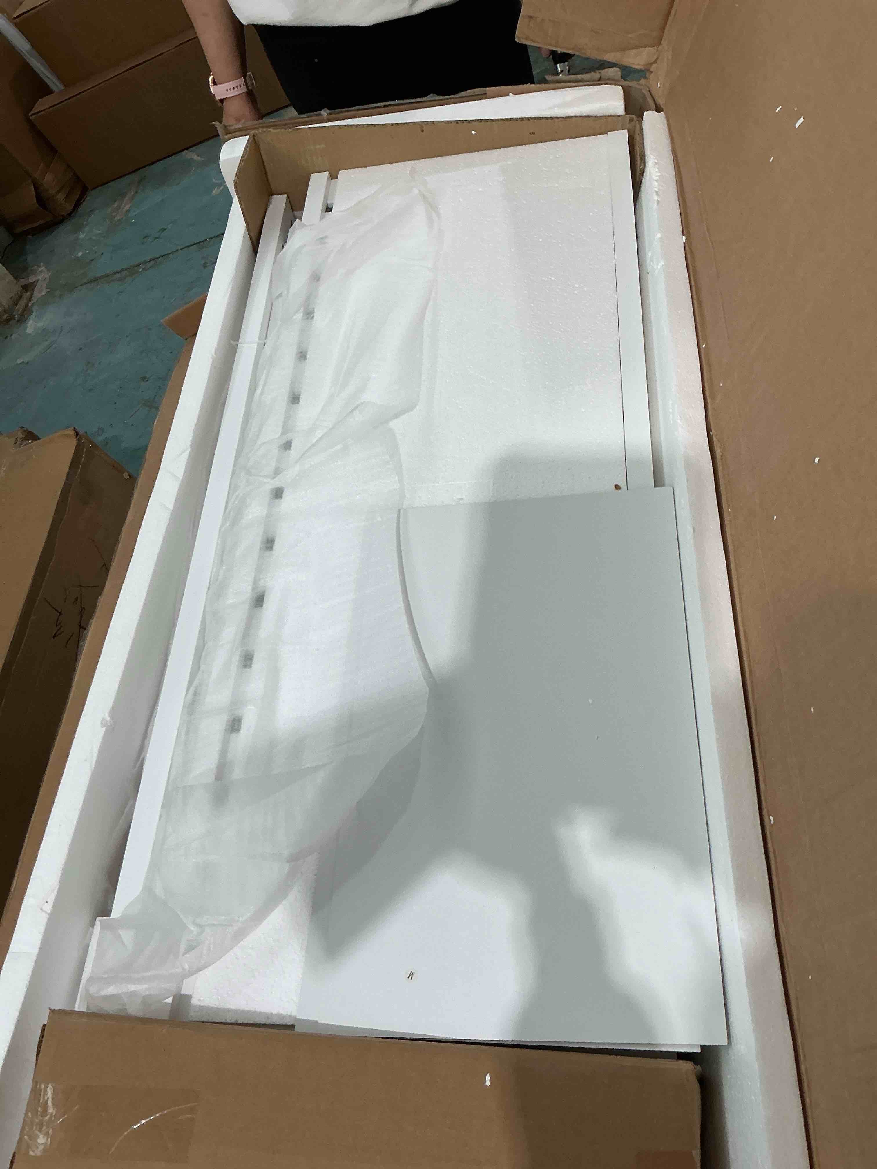 Condition photo showing Brand New for homcom kitchen island rolling utility trolley cart with 2 drawers stainless steel top - white