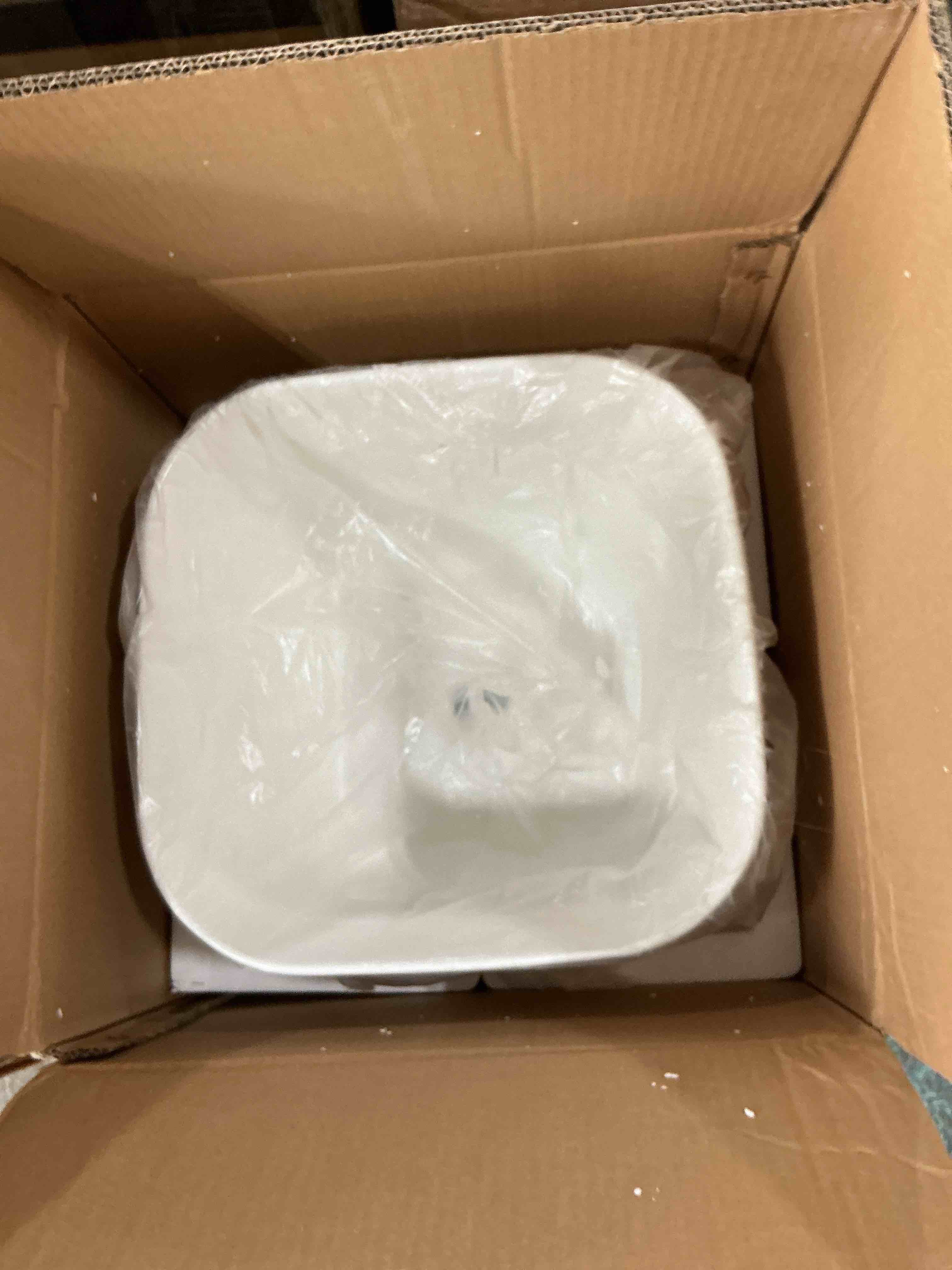 Condition photo showing New/Like New for 16 in.² vessel bathroom sink above counter ceramic vanity sink