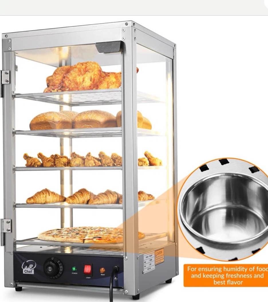 wechef five tier commercial food warmer countertop, catering is broken glass