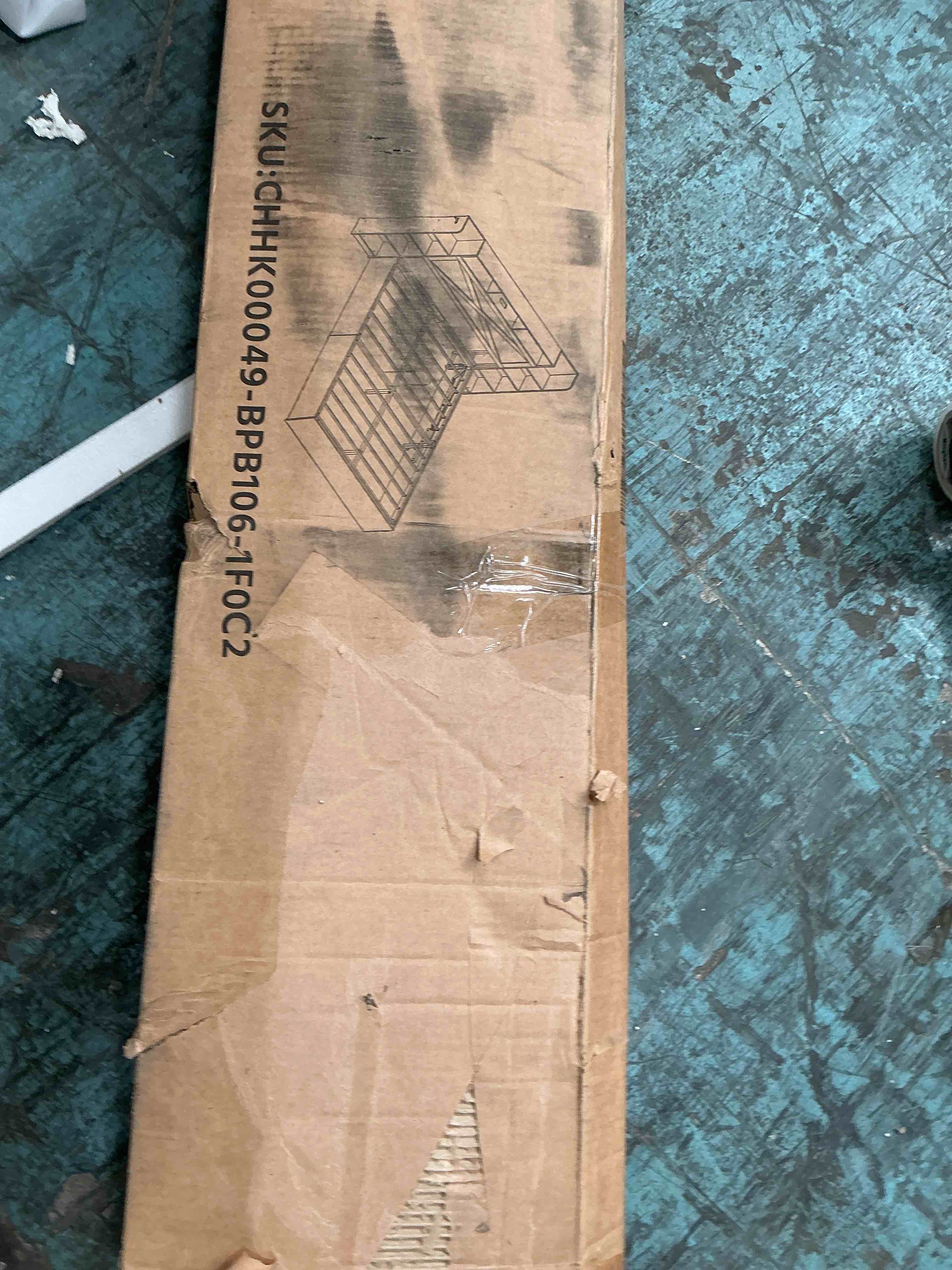 Condition photo showing New/Like New for amerlife queen size lift up storage bed frame, 45.1" led bed frame with 2 side shelves & bookcase headboard, farmhouse wood platform bed with charging station, no box spring needed, blackbox2/2