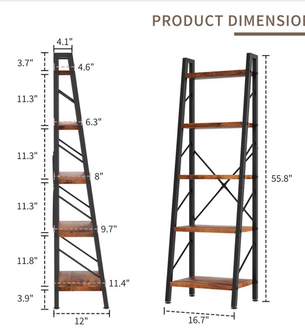 tiered  bookshelf, ladder shelf Oak Brown look at photos for exact model