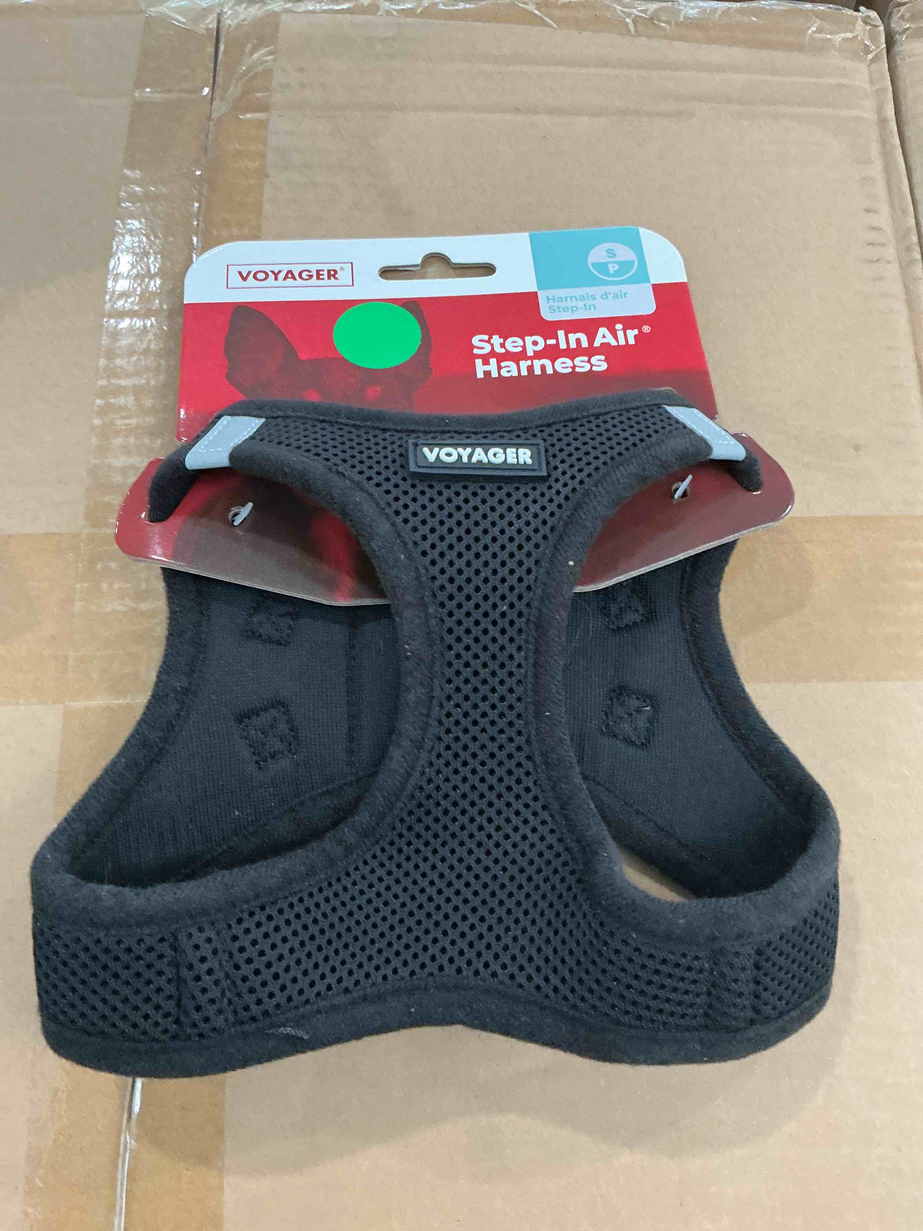 Condition photo showing New/Like New for best pet supplies voyager step-in air harness - all weather mesh, reflective, no pull harness for dogs, cats - secure with hook & loop fastener, buckle, double d-rings - black, s harness (black) s