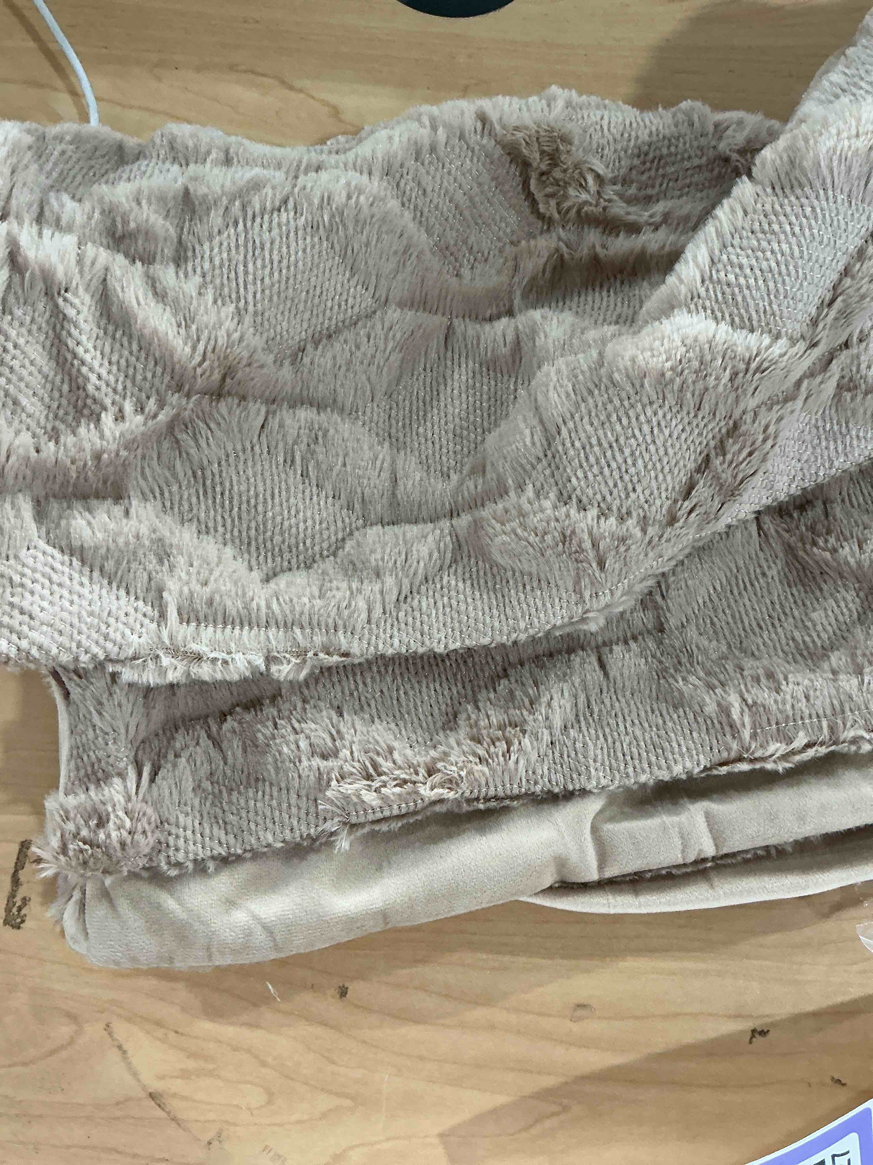 Condition photo showing Good Condition for volcanics pack of 2 faux wool throw pillow covers 20x20 inches decorative farmhouse velvet couch pillow case soft plush square boho cushion pillowcase, light brown light brown 20" x 20" (pack of 2)