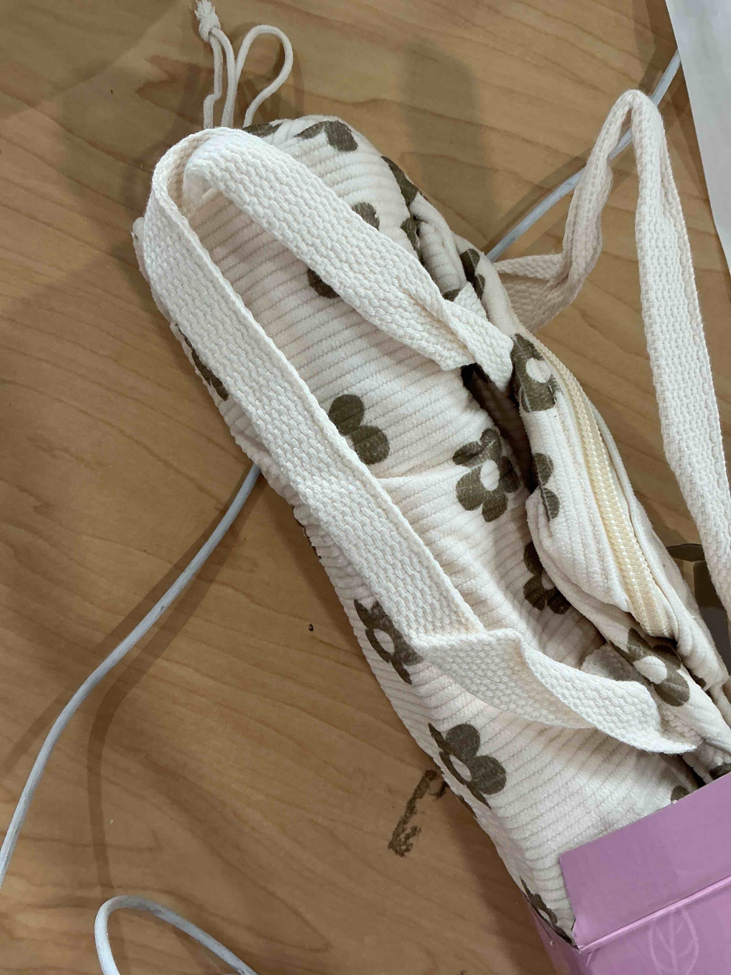 Condition photo showing New/Like New for lunch bag for women men girl,large cute corduroy lunch tote bags - reusable insulated lunch box for women with handle, leakproof waterproof design for office, school, work,picnic. white-coffee-flower