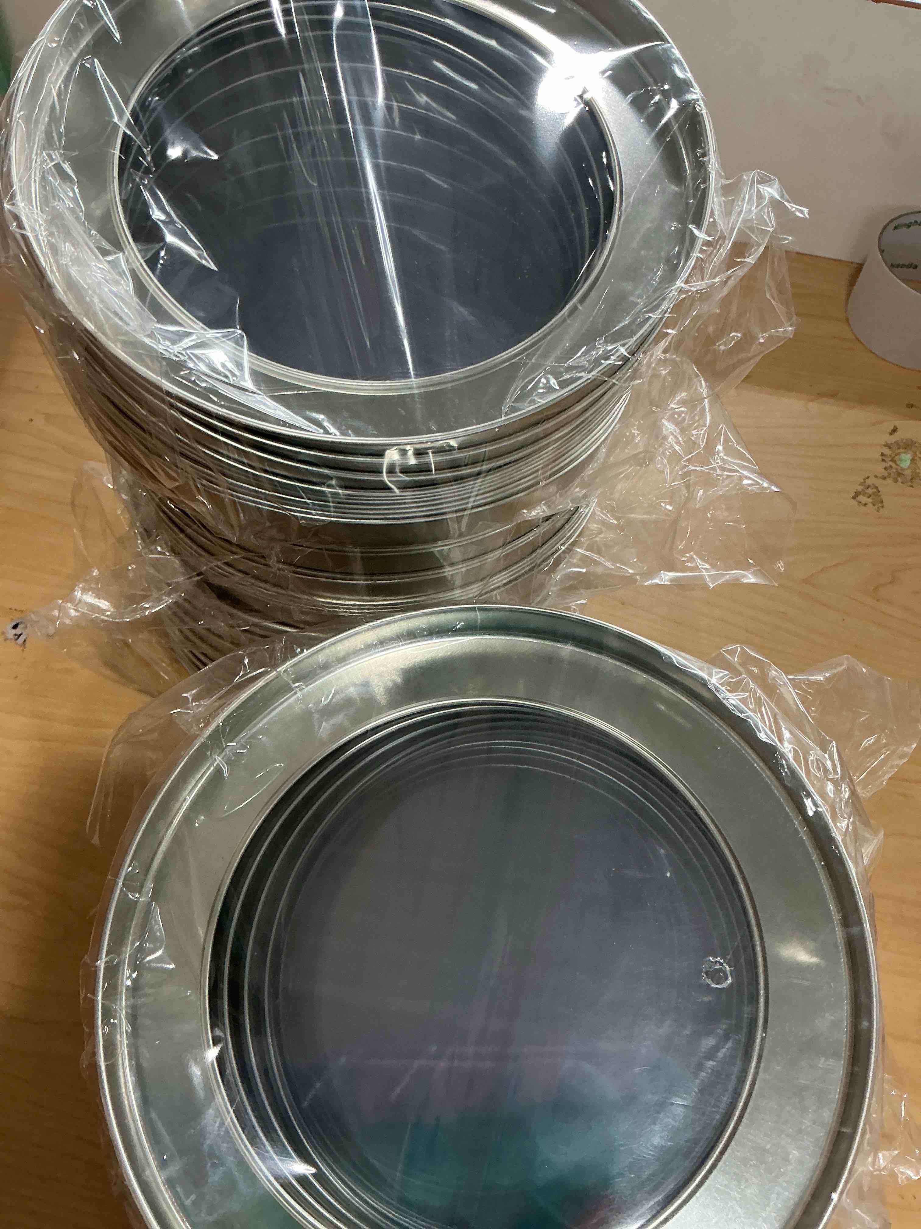 Condition photo showing New/Like New for tecunite 50 pack metal tin can tops clear lid for kitchen, office, candles, candies