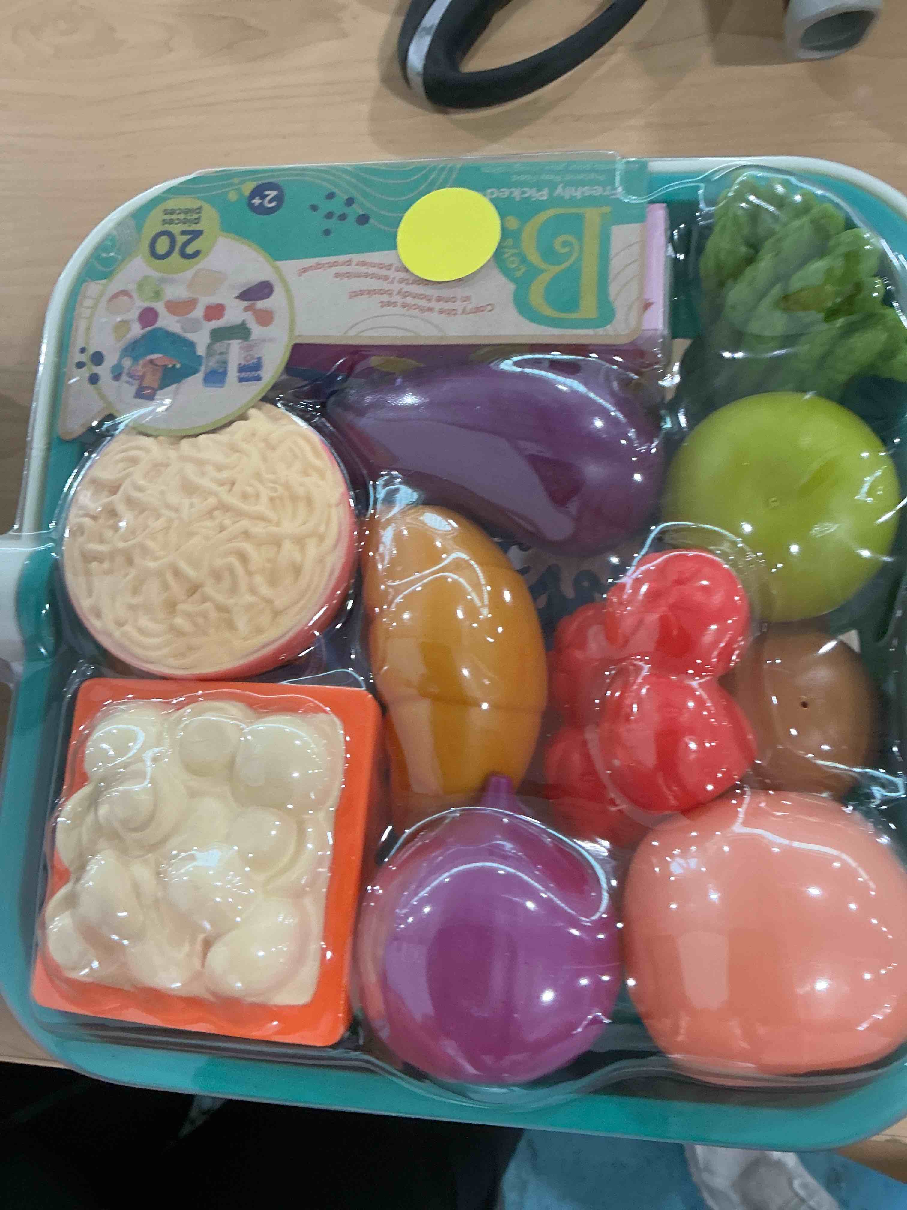 Condition photo showing New/Like New for b. toys – play food & basket – 18 pieces of toy food – grocery, cooking, play kitchen toys – pretend play set for toddlers, kids – 2+ years – freshly picked
