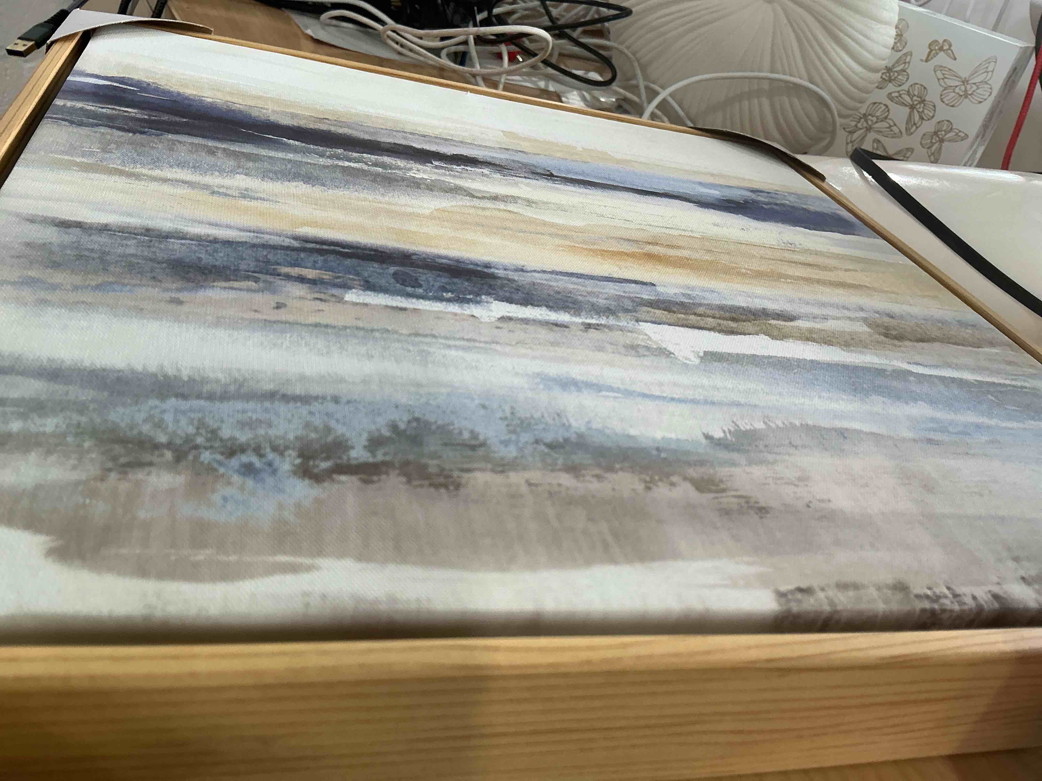 Condition photo showing New/Like New for blue and gold wall art