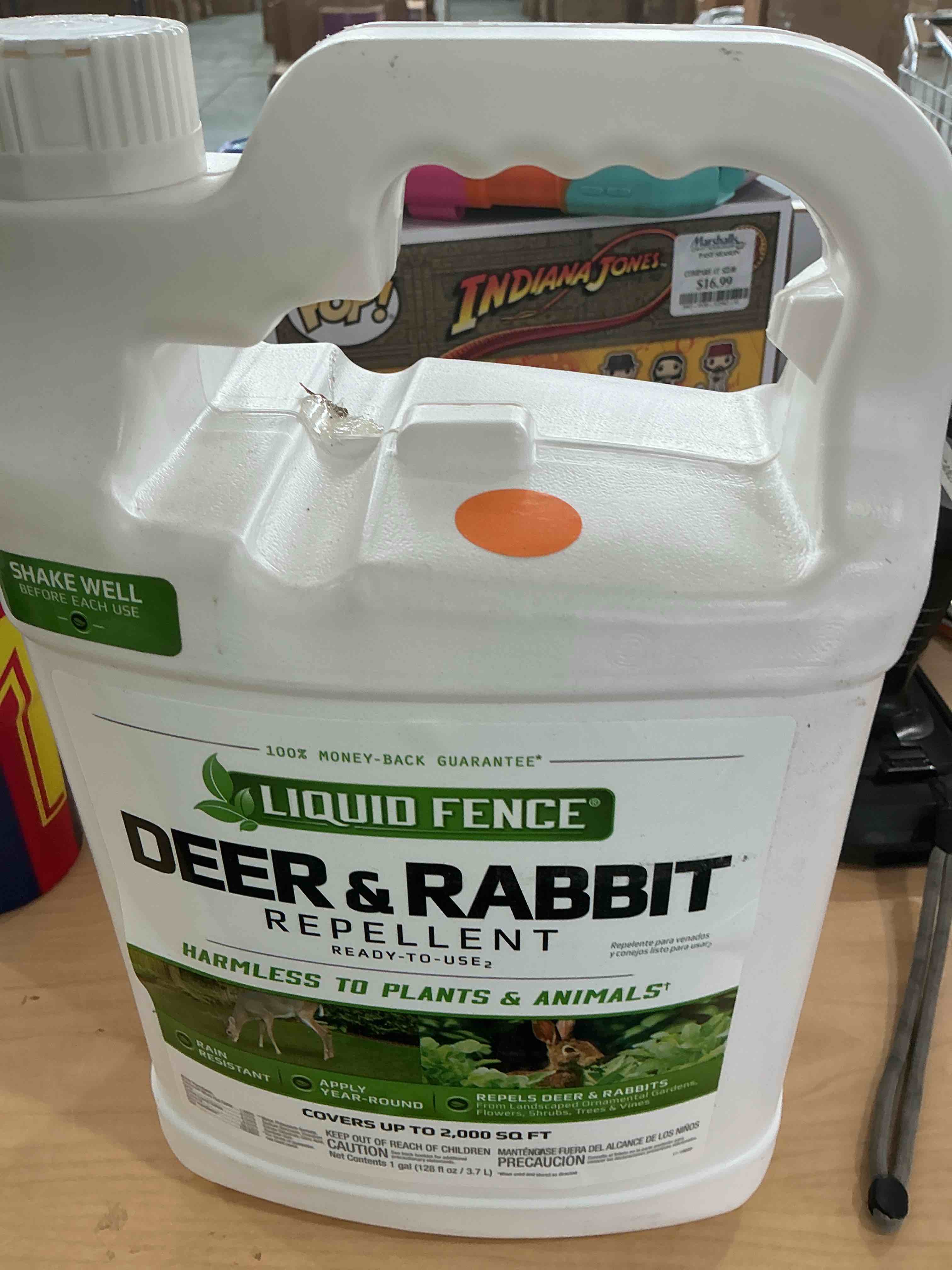 Condition photo showing New/Like New for liquid fence deer and rabbit repellent ready-to-use, apply year-round, 1 gallon