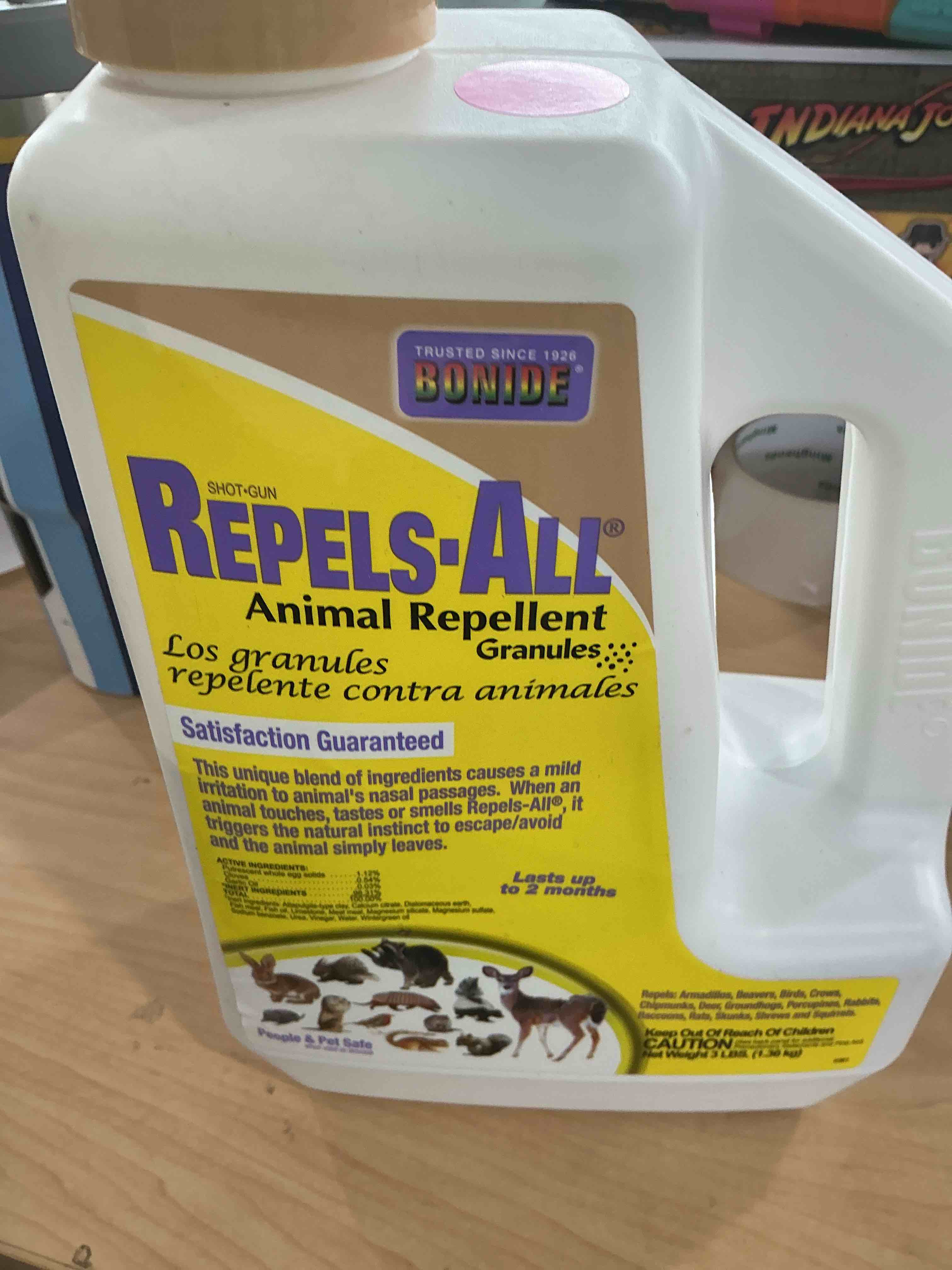 Condition photo showing Good Condition for bonide repels-all animal repellent granules, 3 lbs. ready-to-use deer & rabbit repellent, deter pests from lawn & garden granules 48 ounce (pack of 1)