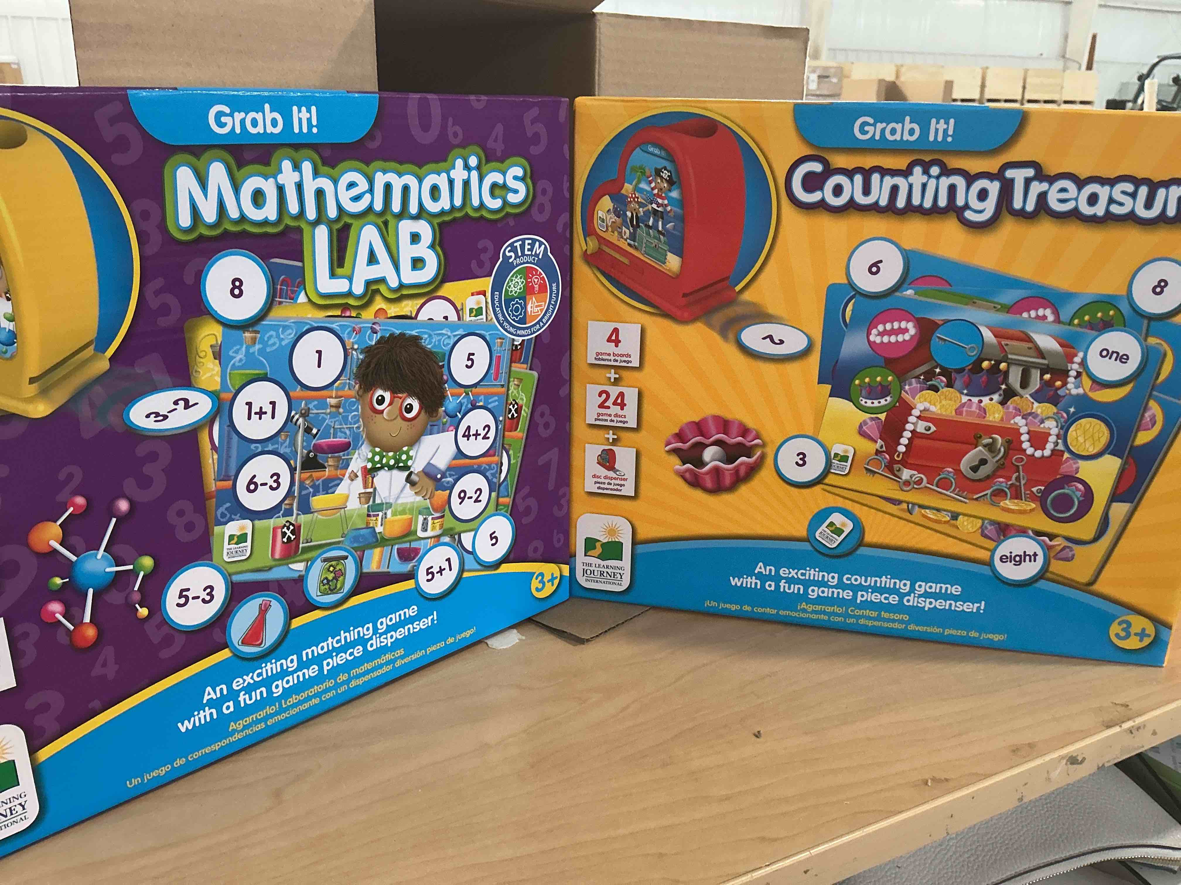 Condition photo showing New/Like New for learning journey international llc grab it! mathematics lab & grab it! counting treasures bundle, mu