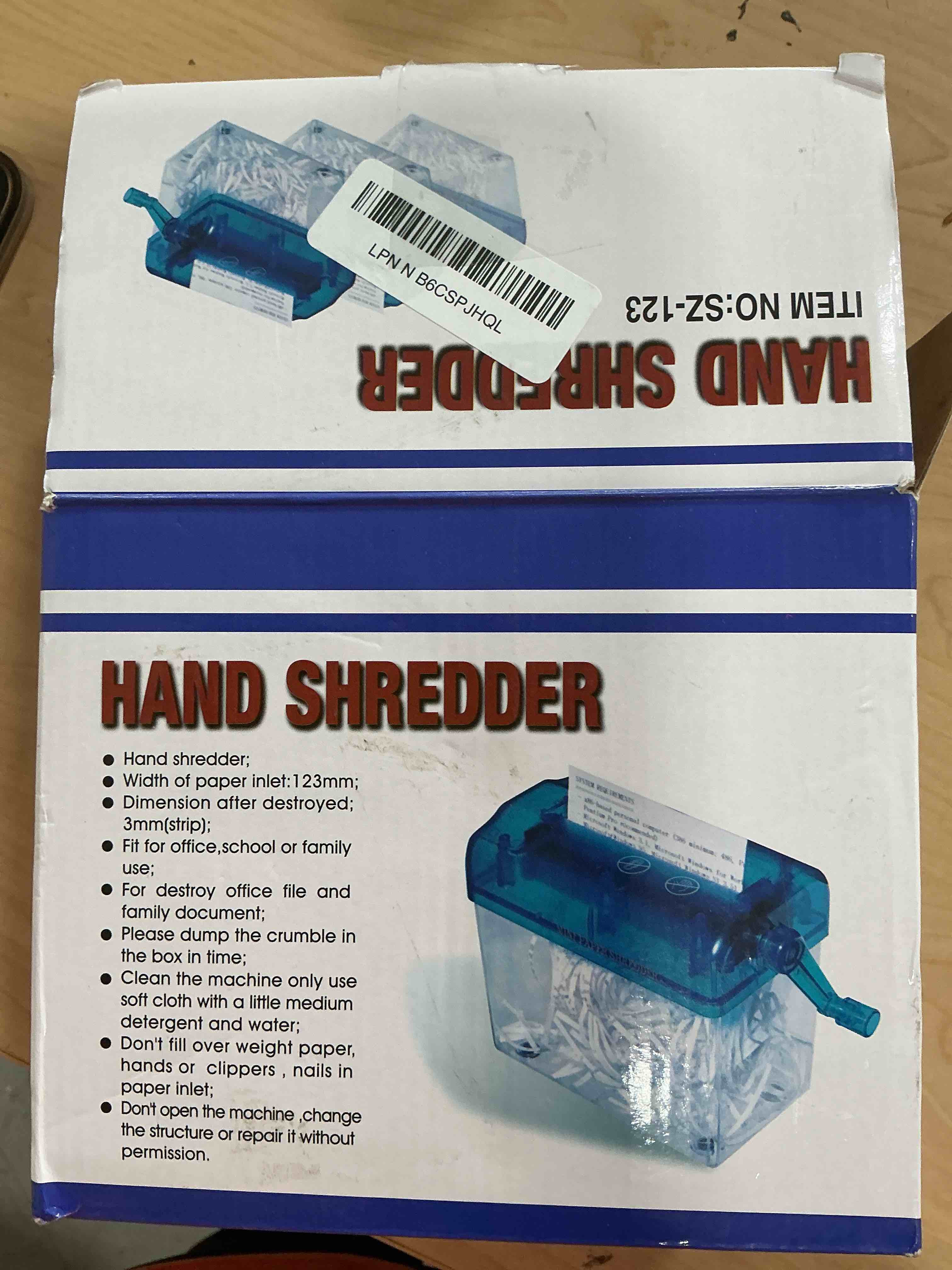 Condition photo showing New/Like New for jikiou mini hand shredder portable paper shredder manual shredder documents paper cutting tool home office desktop stationery christmas birthday gift blue