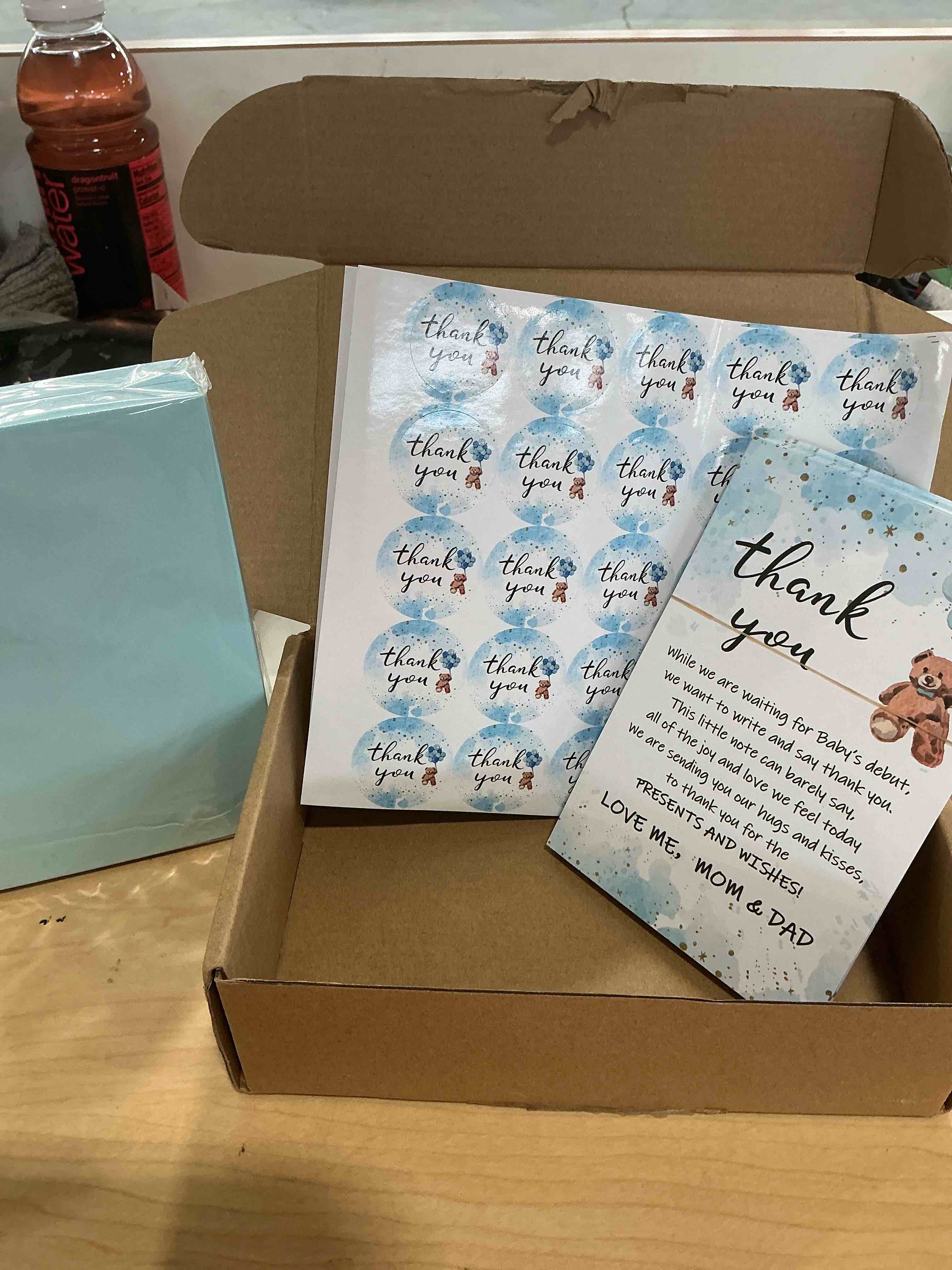 Condition photo showing New/Like New for kisston 50 sets bear baby shower thank you cards 4 x 6 inch bear greeting cards with 50 envelopes and stickers gift card for baby shower gender reveal birthday party favor supplies for girl boy(blue)