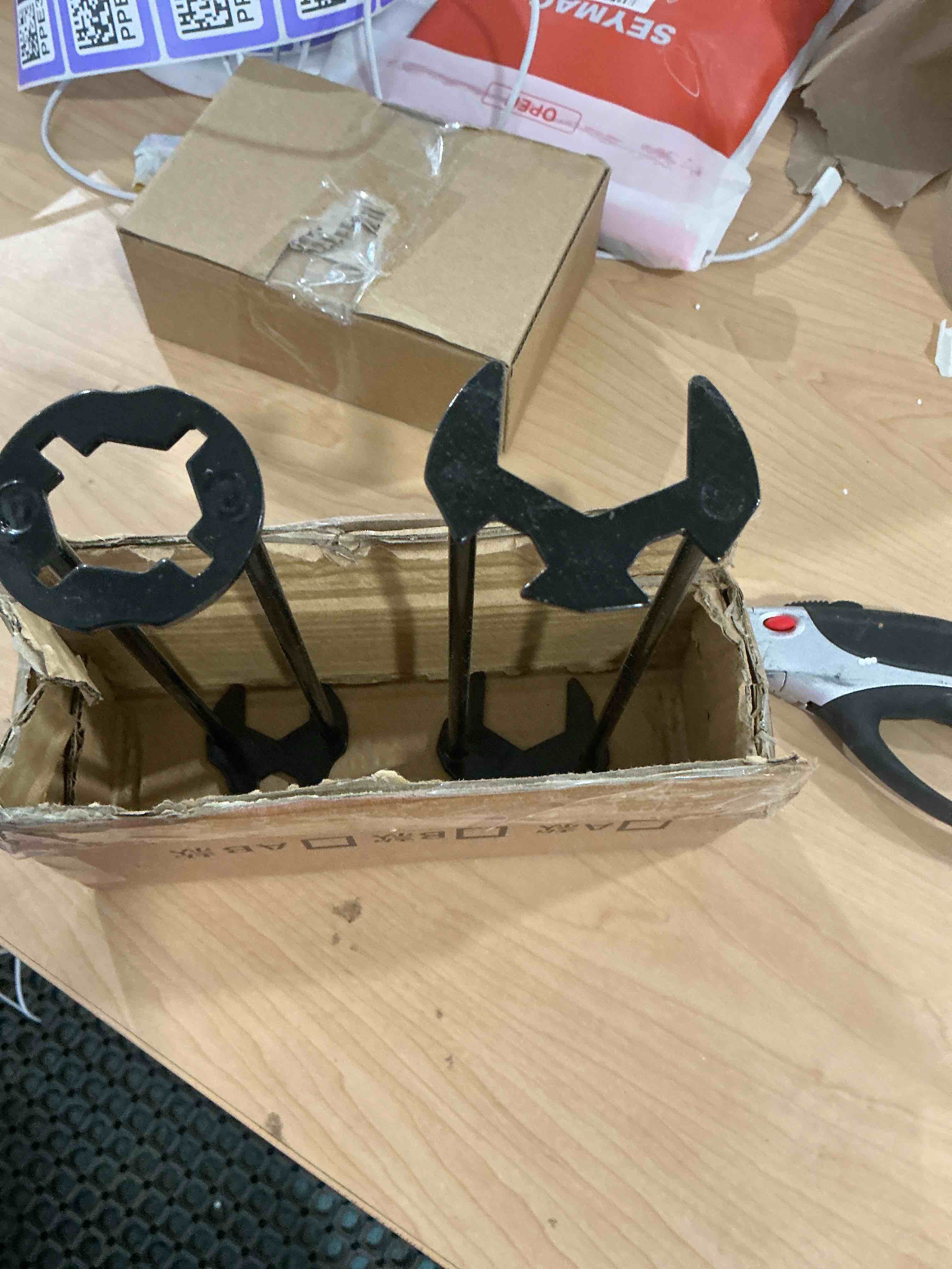 Condition photo showing New/Like New for basin wrench 2pcs multifunctional sink wrench 7 sizes faucet tool four-jaw hex spanner universal plumbers tool for tight spaces kitchen bathroom home