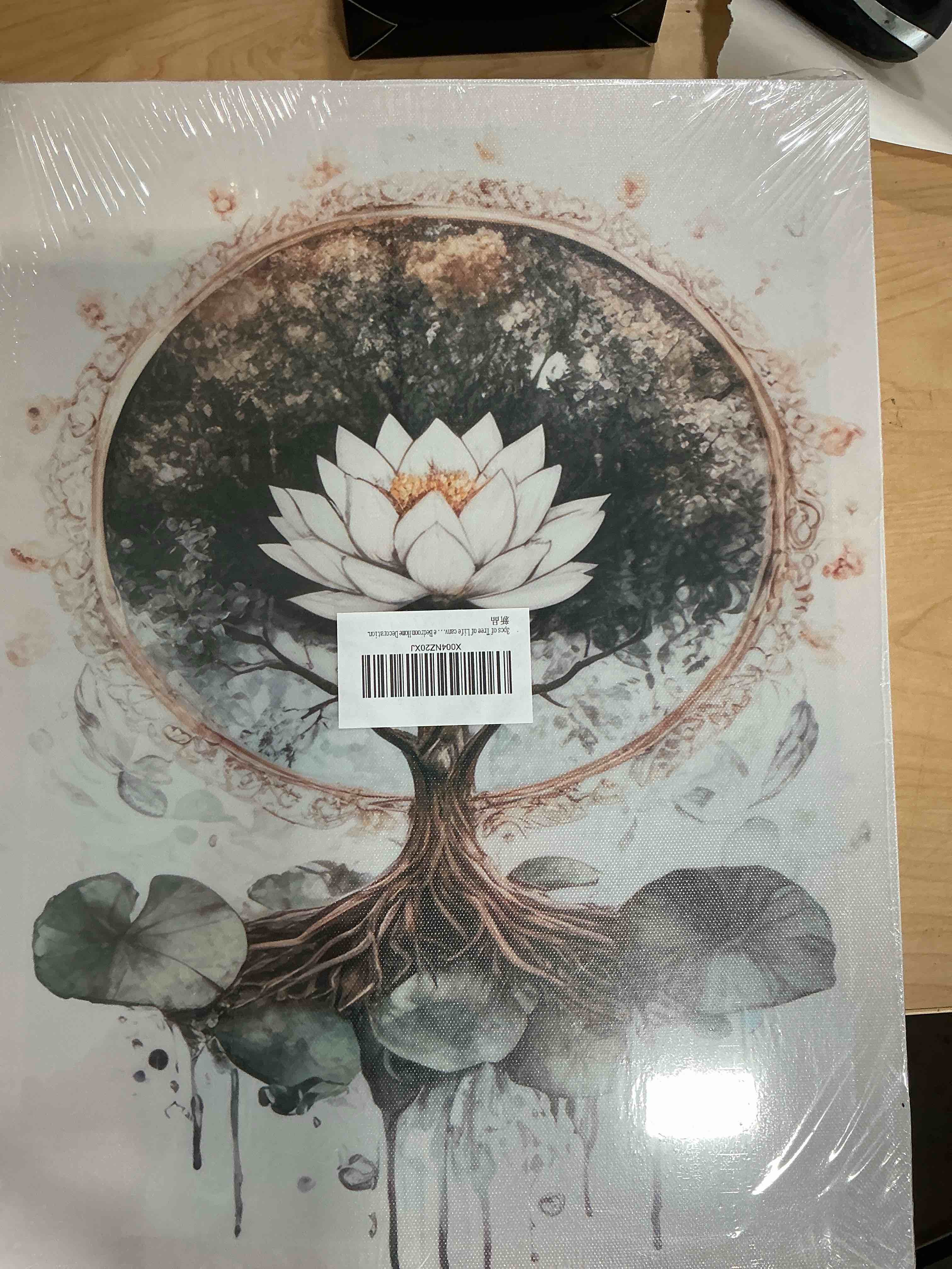 Condition photo showing New/Like New for 3pcs zen meditation lotus canvas wall art spiritual bathroom yoga spa paintings pictures wall decor tree of life posters prints artwork for living room office bedroom home decoration. zen tree of life 16"l x 12"w-canvas
