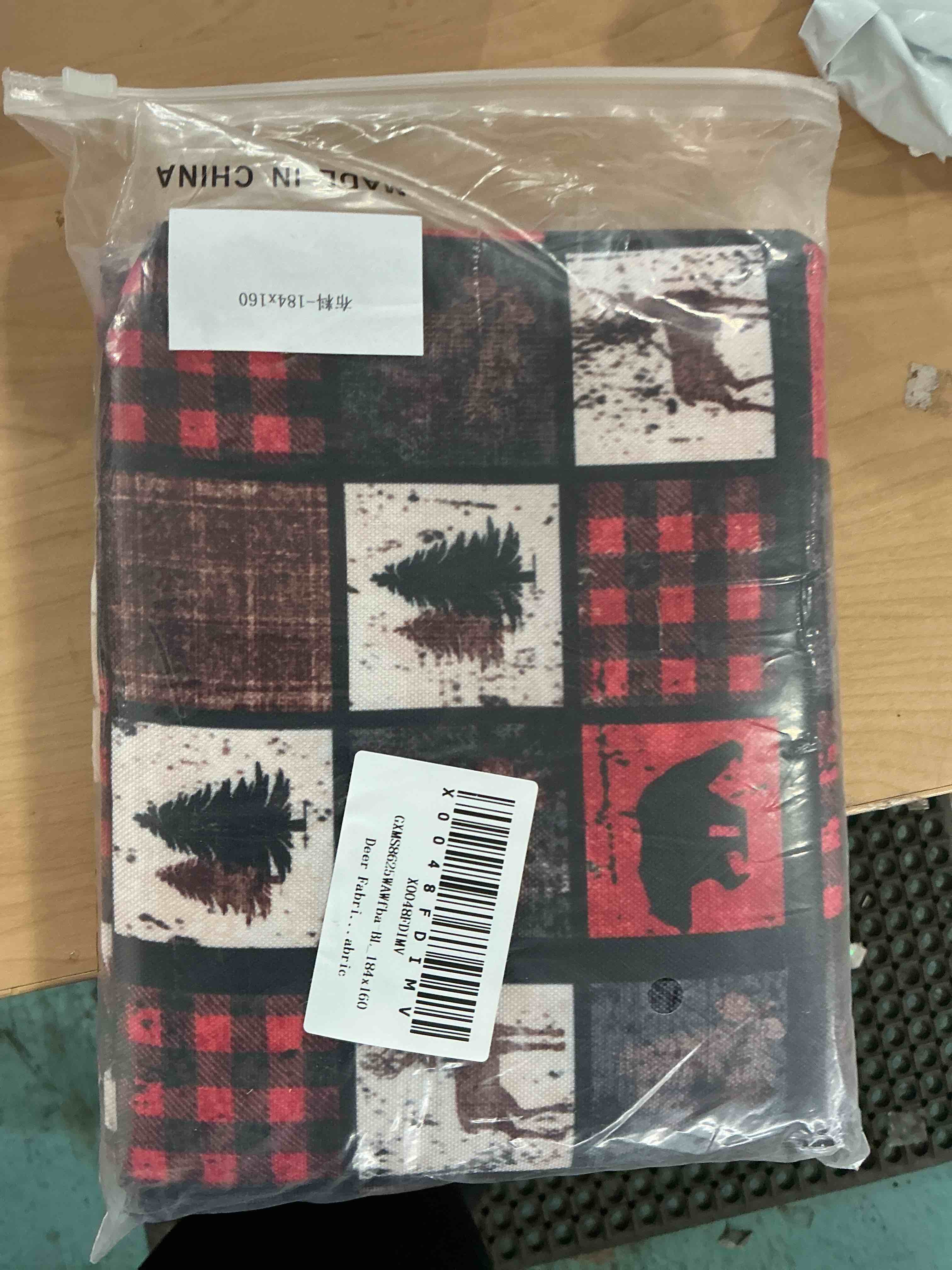 Condition photo showing New/Like New for deer fabric by the yard 2 yards deer bear hunting antlers decorative waterproof red vintage buffalo check upholstery fabric for chairs rustic cabin country farmhouse outdoor multi 21 2 yards