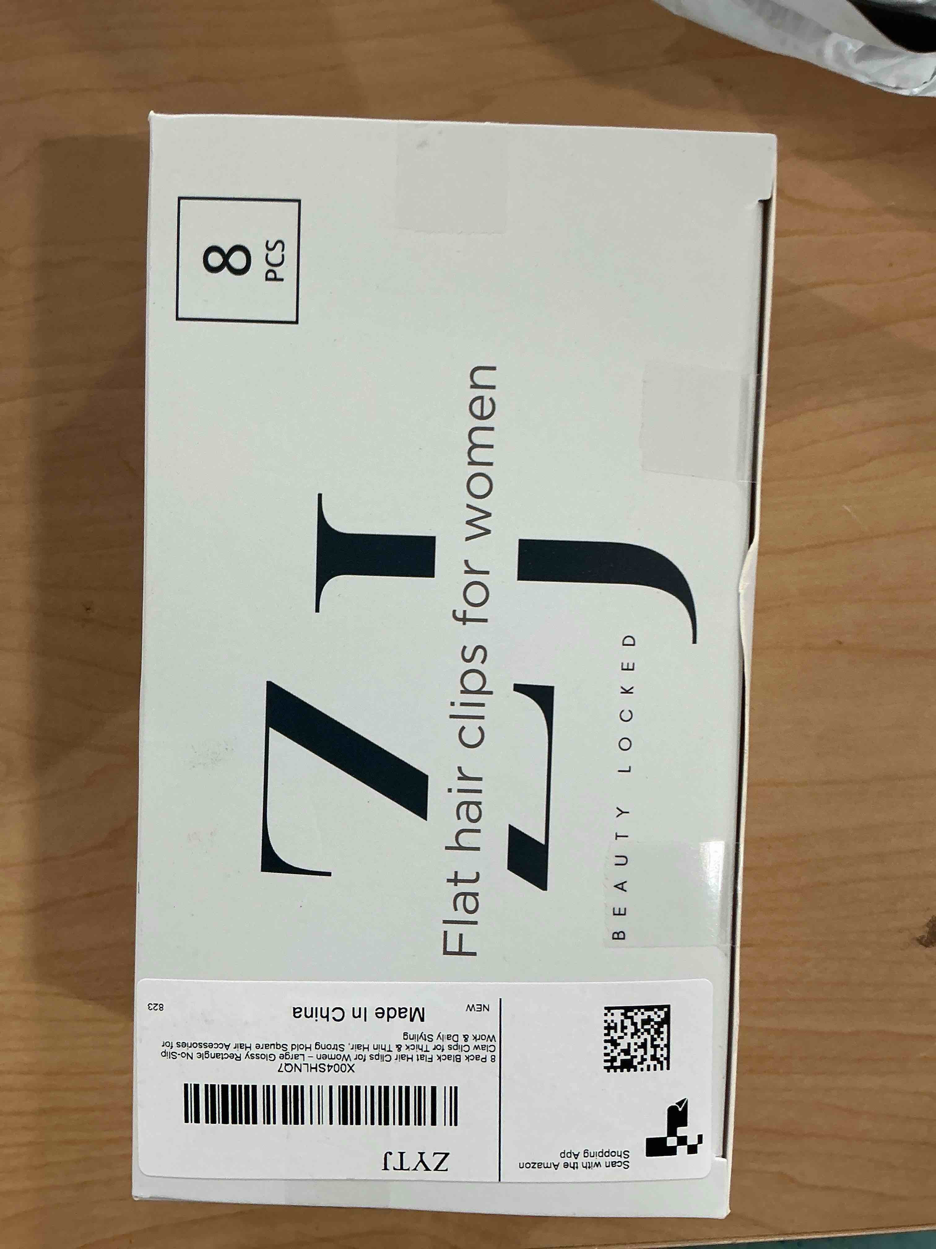 Condition photo showing New/Like New for 8 pack black flat hair clips for women – large glossy rectangle no-slip claw clips for thick & thin hair, strong hold square hair accessories for work & daily styling black 1 count (pack of 8)