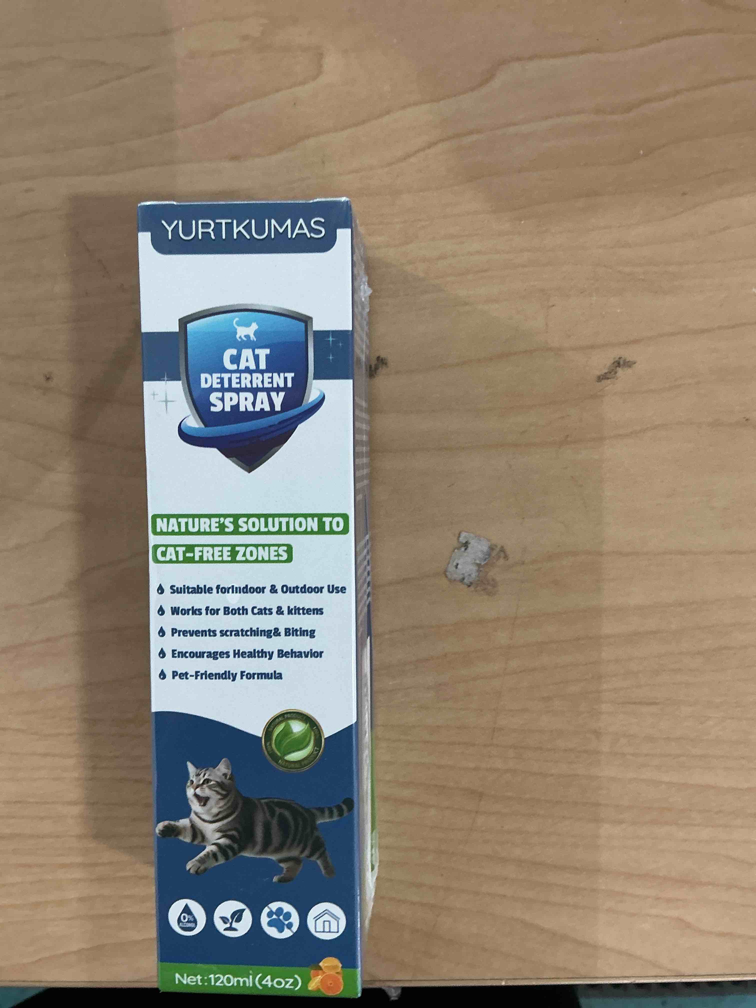 Condition photo showing New/Like New for cat deterrent spray - indoor & outdoor cat repellent, stops cats from scratching furniture, carpets, sofas, curtains and urine marking - effective anti-scratch training aid (blue)