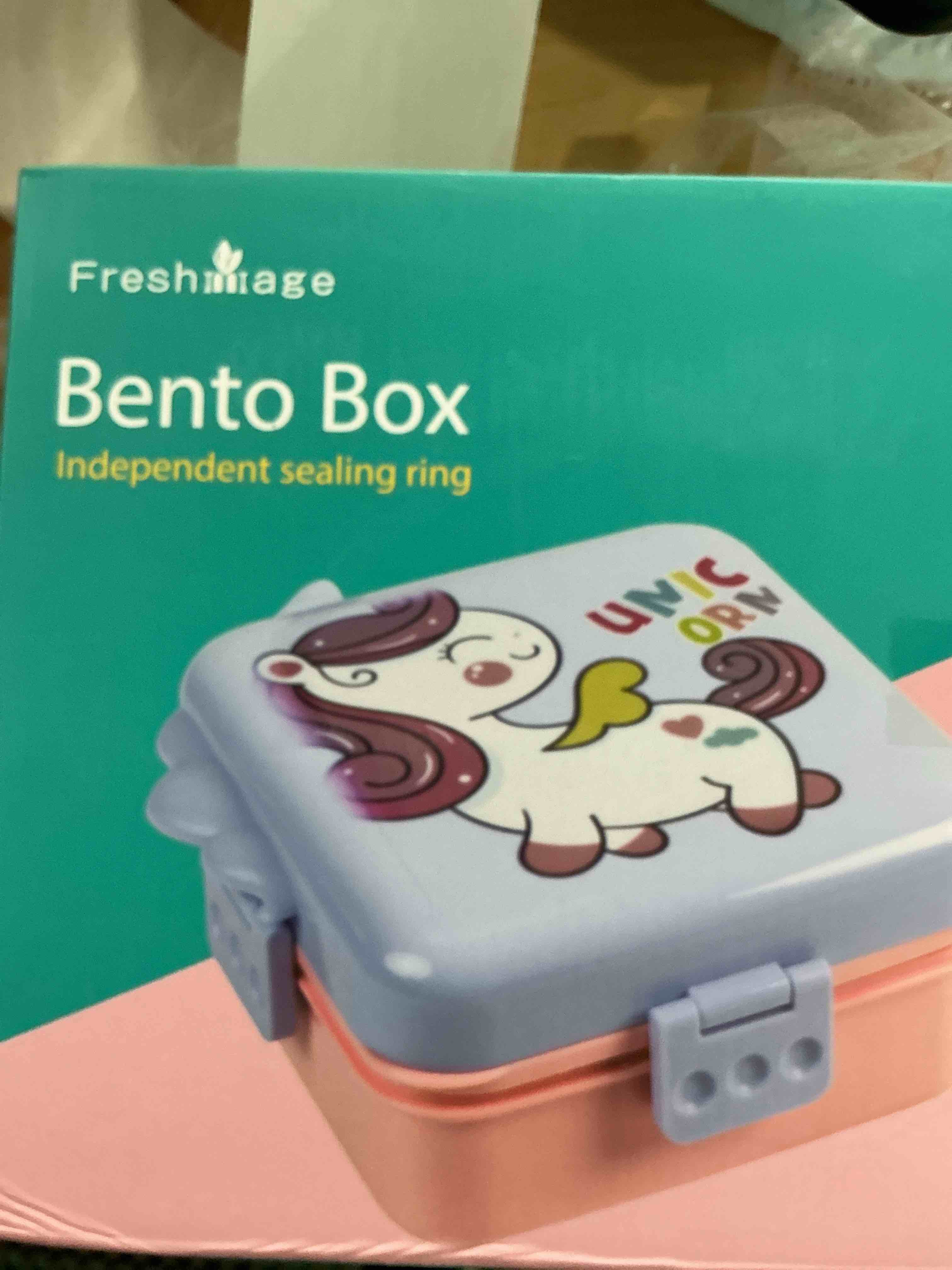 Condition photo showing New/Like New for freshmage stainless steel double-layer bento box container with 3 compartments, large capacity leakproof and bpa free bento lunch box, durable,drop-proof, dishwasher safe, pink