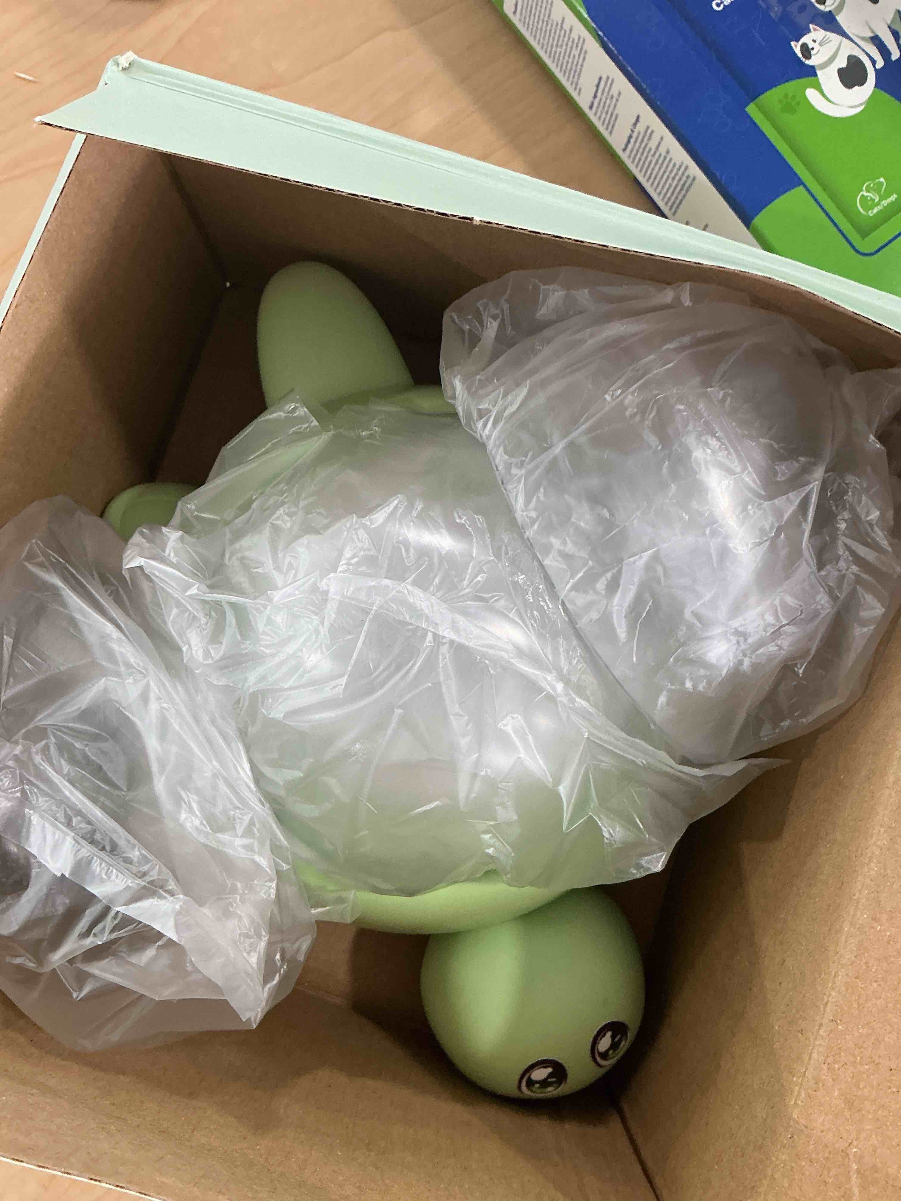 Condition photo showing New/Like New for pet puzzle feeder toy, treat food dispenser for smart puppies and cats, brain training mental stimulation, 10.33"x7.87"x5" green