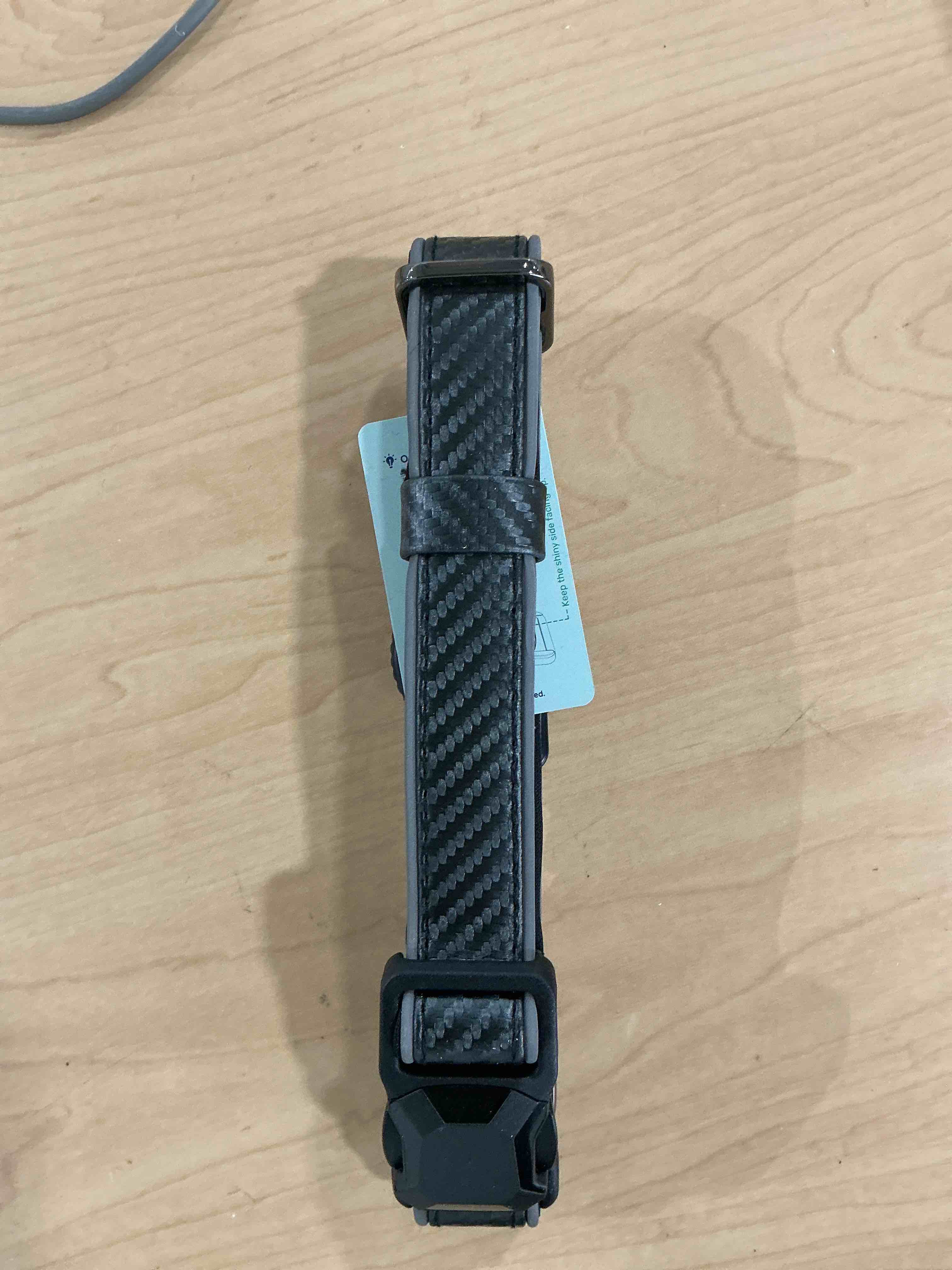 Condition photo showing New/Like New for whoseid airtag dog collar, waterproof reflective leather dog collar with airtag holder and magnetic buckle, heavy duty pet collar for small medium large dogs, blue carbon fiber-royal blue s: fits neck 13.4"-15.3"