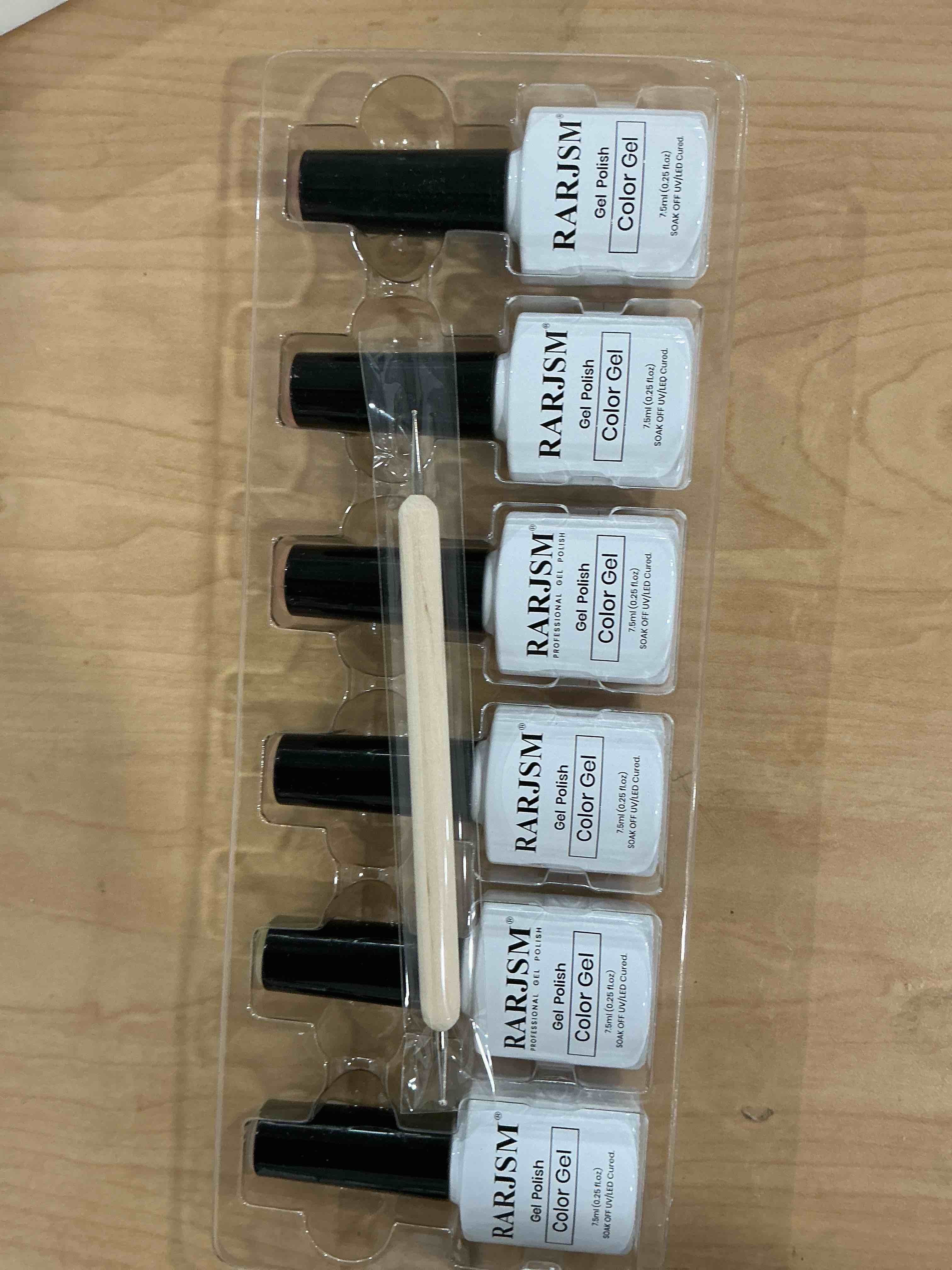 Condition photo showing New/Like New for rarjsm pearl gel nail polish set neon green blue yellow orange red pink rainbow 6 bright colors iridescent mermaid shell glitter polish shimmer multichrome swirl thread effect curing requires neon color pearl collection
