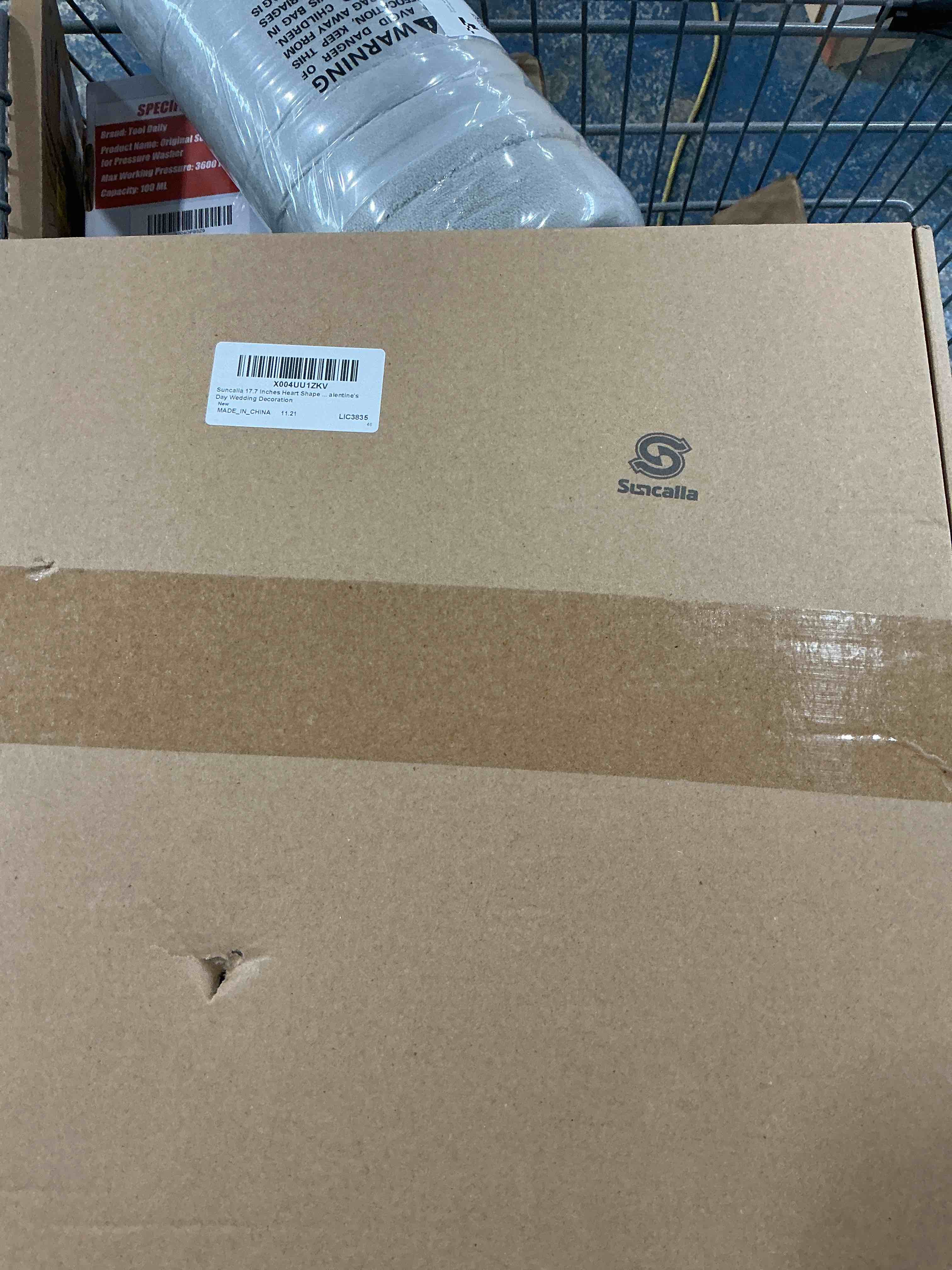 Condition photo showing New/Like New for 17.7 inches heart shaped hydrangea wreath pink valentine's day floral wreath with ribbons artificial hydrangea wreaths for christmas party gifts front door valentine's day wedding decoration