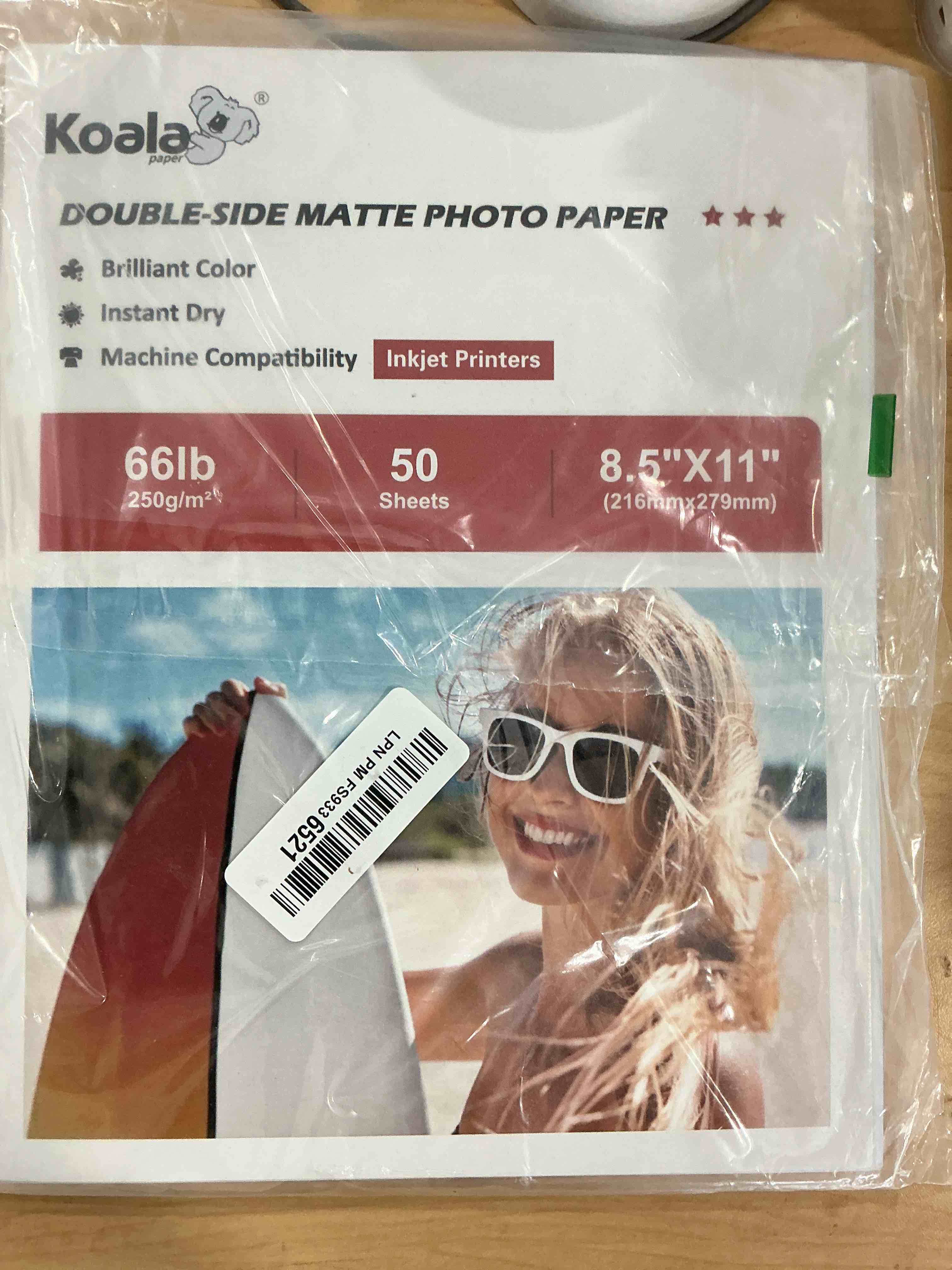 Condition photo showing New/Like New for koala photo paper 8.5x11 inches heavyweight double sided glossy 50 sheets 260gsm only compatible with inkjet printer