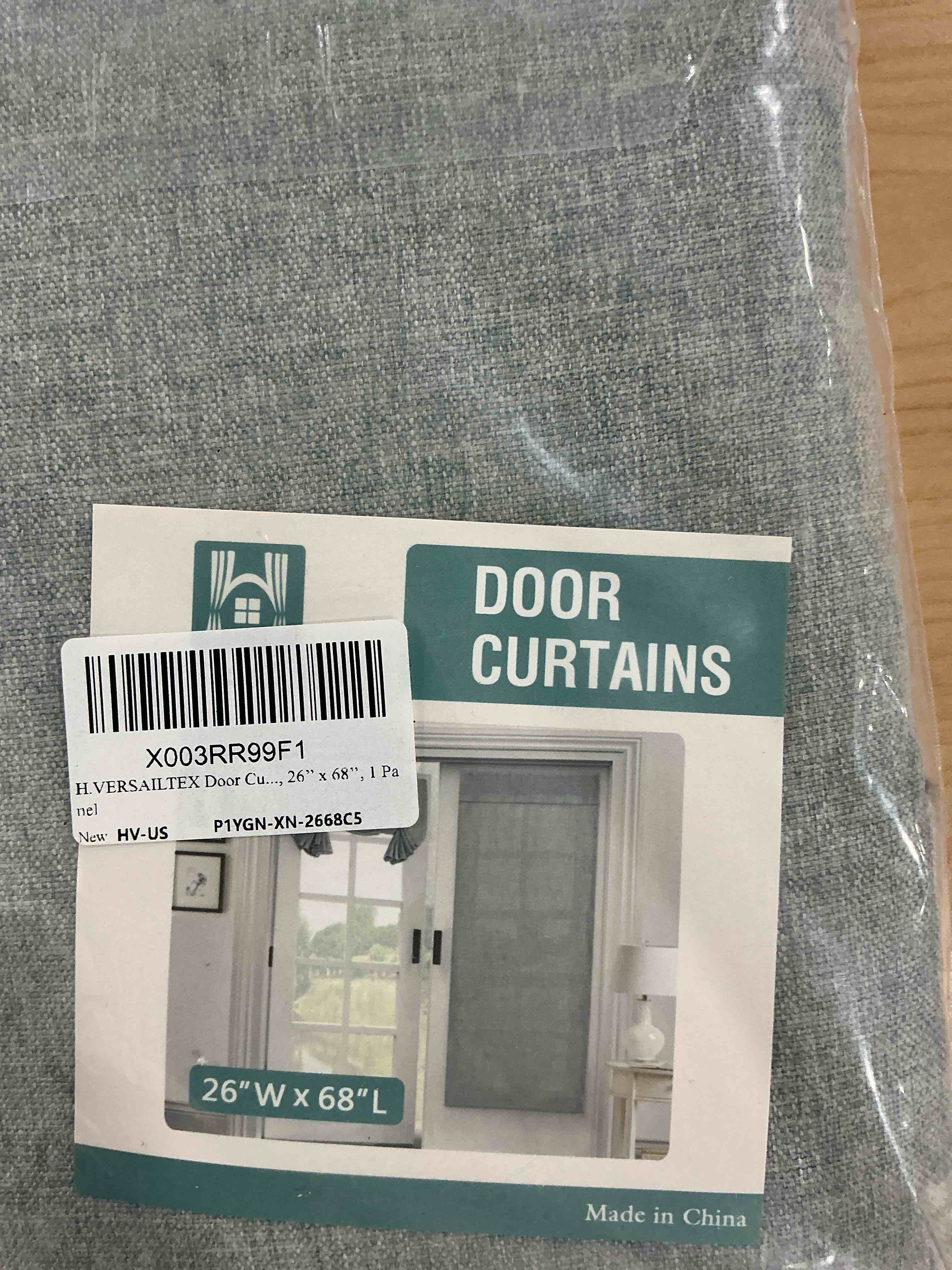 Condition photo showing New/Like New for h.versailtex tricia door curtains linen textured french door curtain room darkening window drape for patio door sidelight glass door curtain privacy tie up door blind, w 26 x l 68, 1 pc, aqua gray