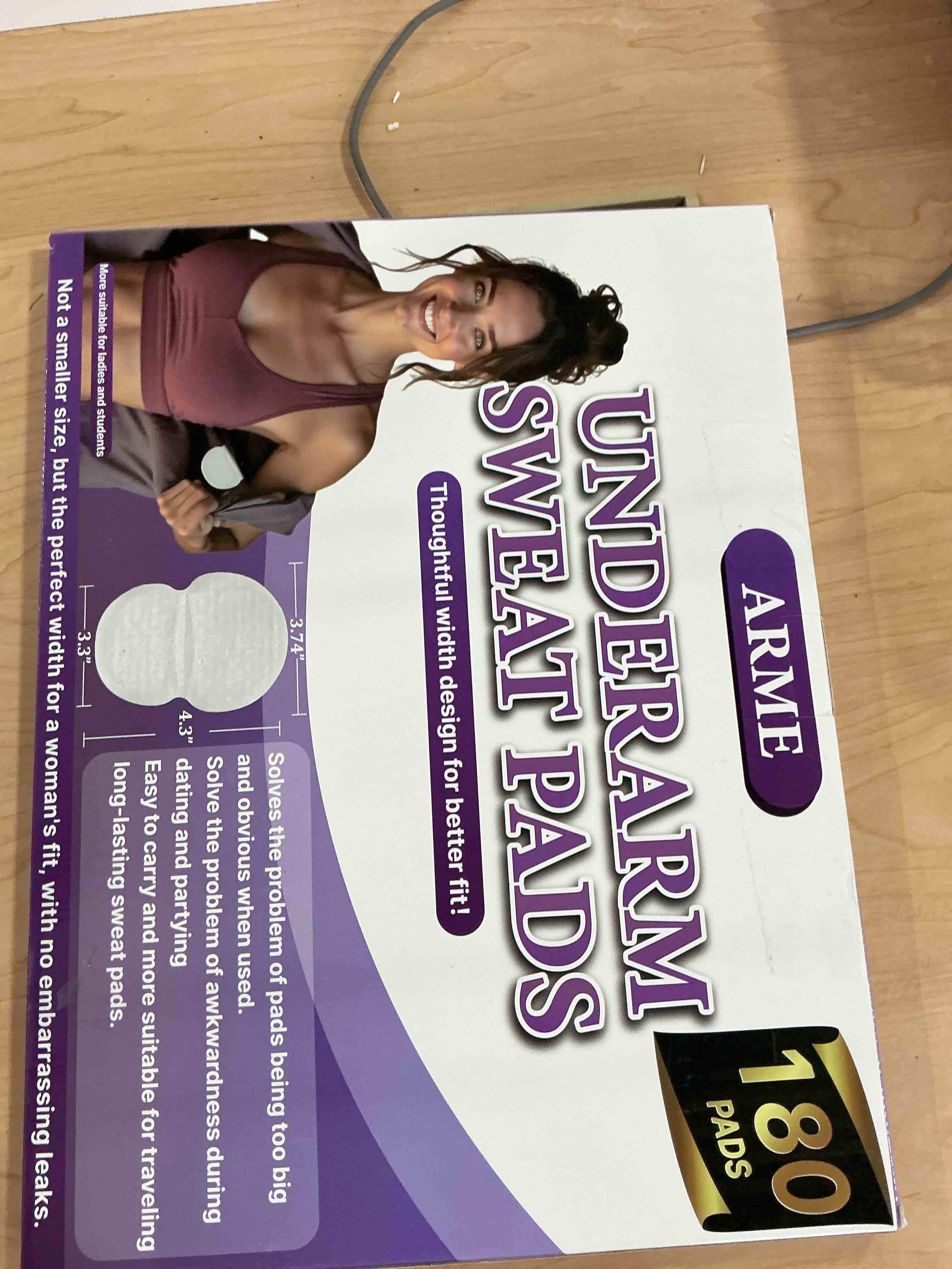 Condition photo showing New/Like New for arme 180 pcs armpit sweat pads, underarm sweat pads for women, disposable sweat pads for under arms, arm pit sweat guards, sweat free armpit protection for hyperhidrosis meeting party?invisible