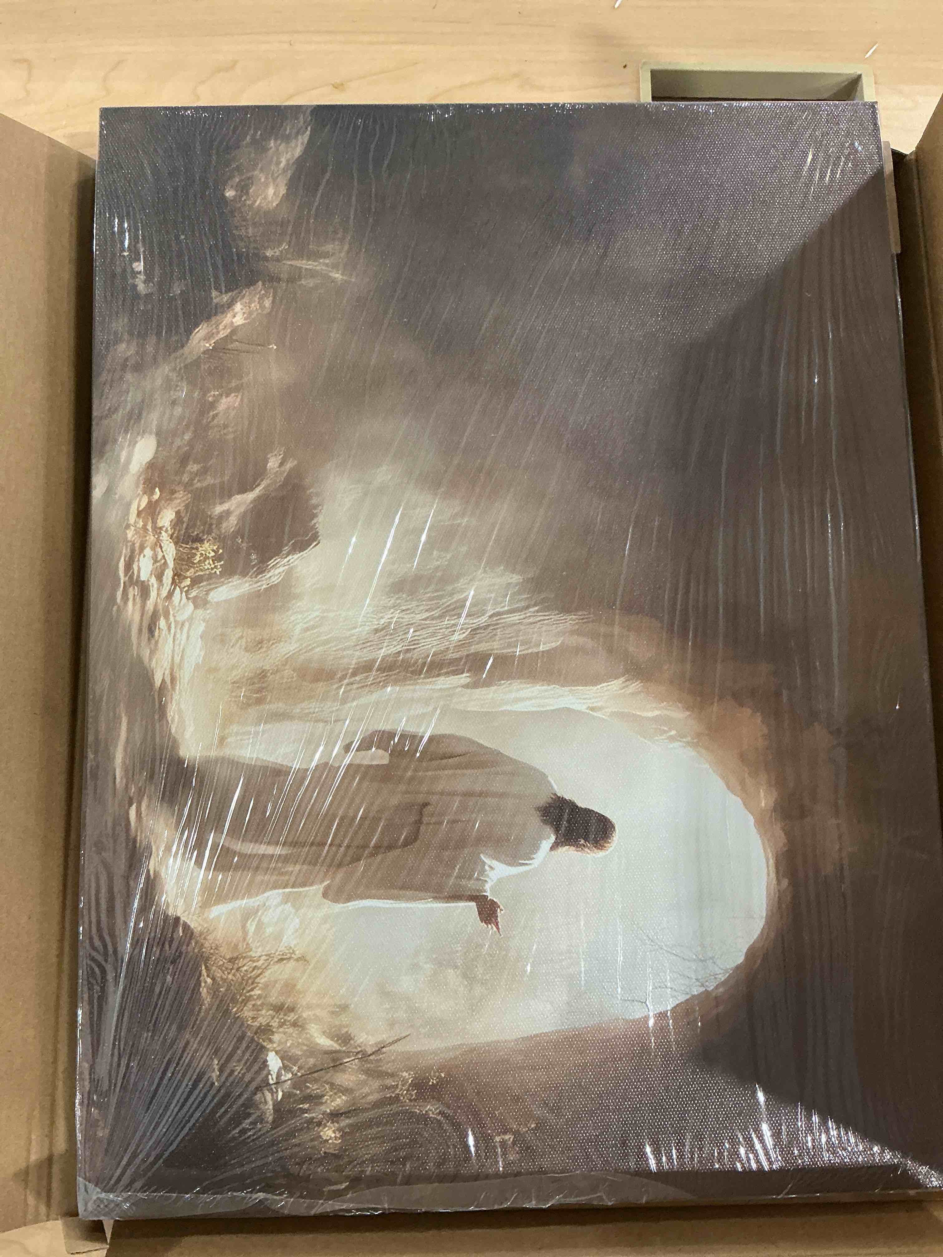 Condition photo showing New/Like New for jesus canvas wall art jesus leaves the tomb wall decor picture christianity resurrection of the savior poster print christ god painting artwork for church gallery home decoration,16x12in canvas