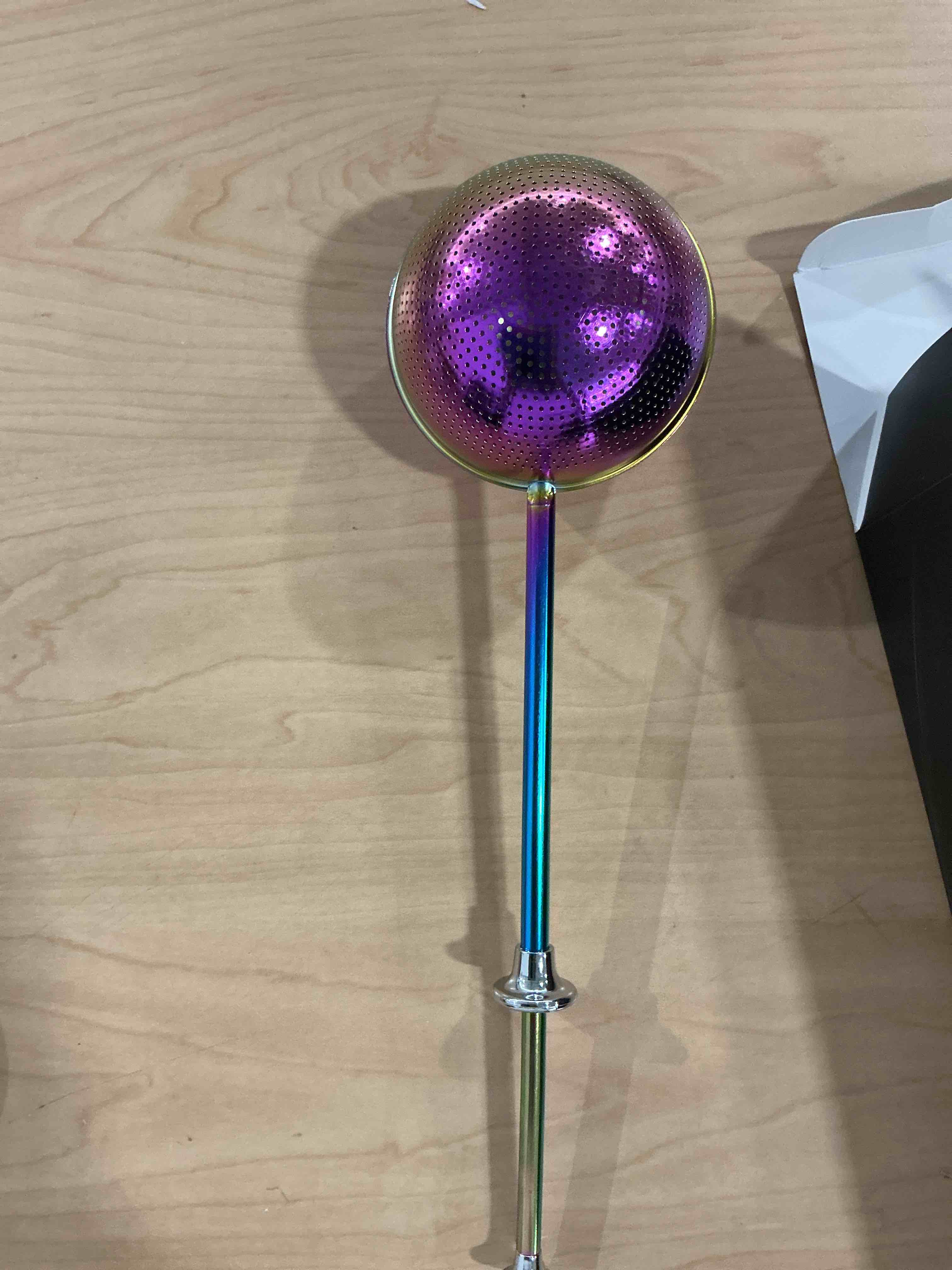 Condition photo showing New/Like New for jetkong large flour duster for baking, one-handed operation sugar sifter, 304 stainless steel dusting wand, flour sprinkler for bread baking (large, rainbow) rainbow 1 pcs large