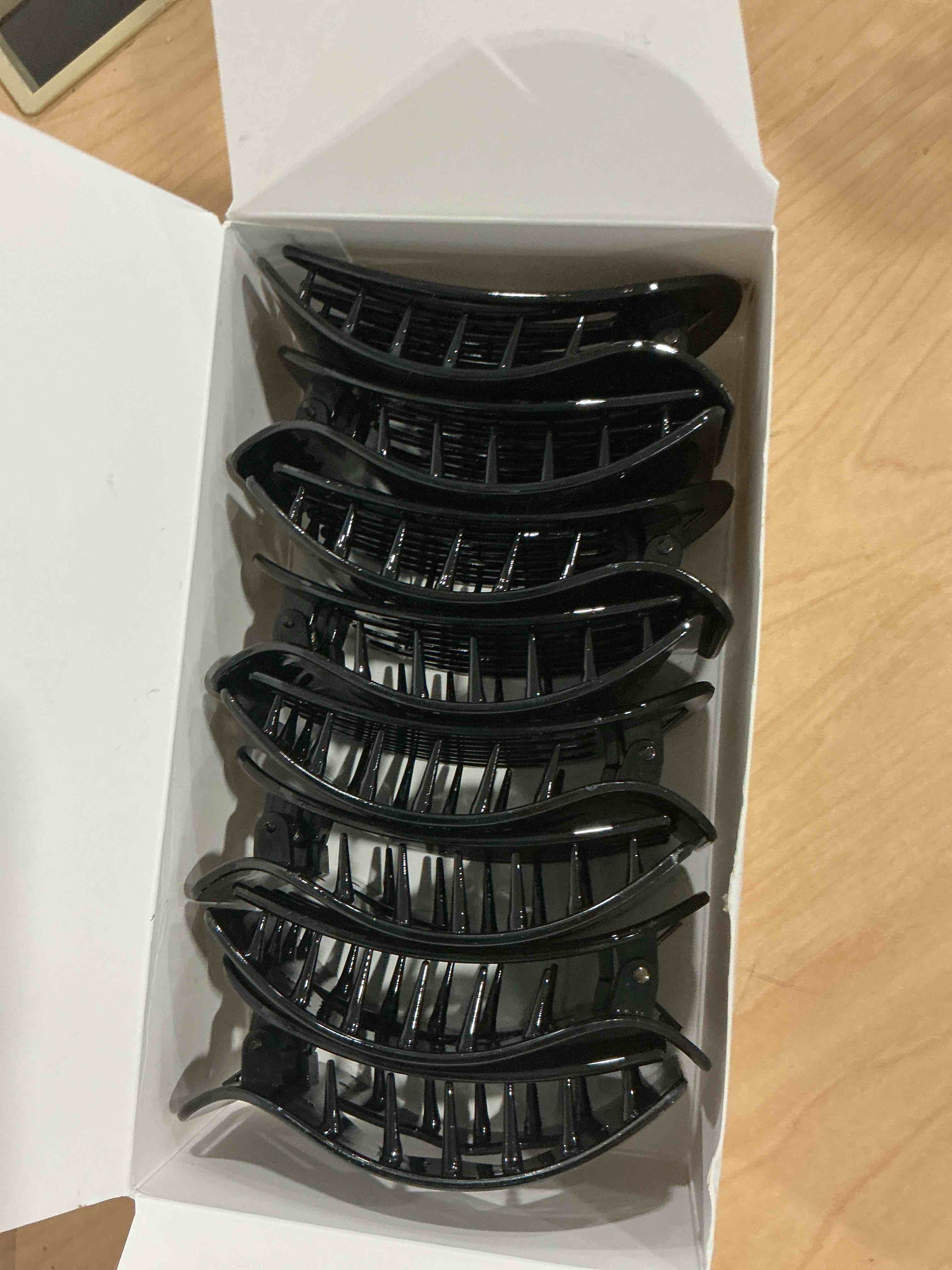Condition photo showing New/Like New for 8 pack black flat hair clips for women – large glossy rectangle no-slip claw clips for thick & thin hair, strong hold square hair accessories for work & daily styling black 1 count (pack of 8)