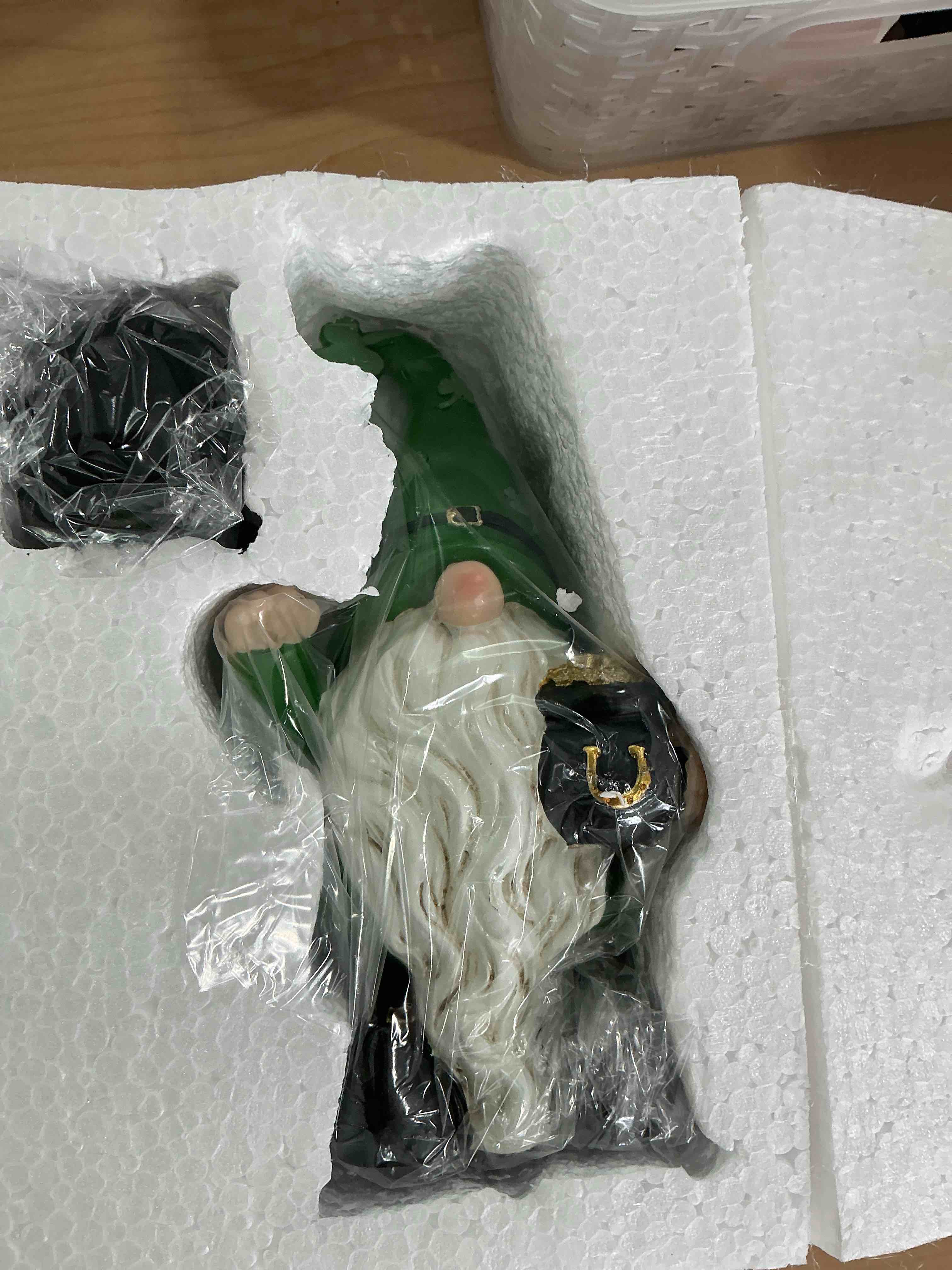 Condition photo showing New/Like New for teresa's collections christmas outdoor statue for home, resin gnome decorations with solar outdoor lights for garden decor,green garden sculptures & statues for front patio lawn, gifts for mom,8"