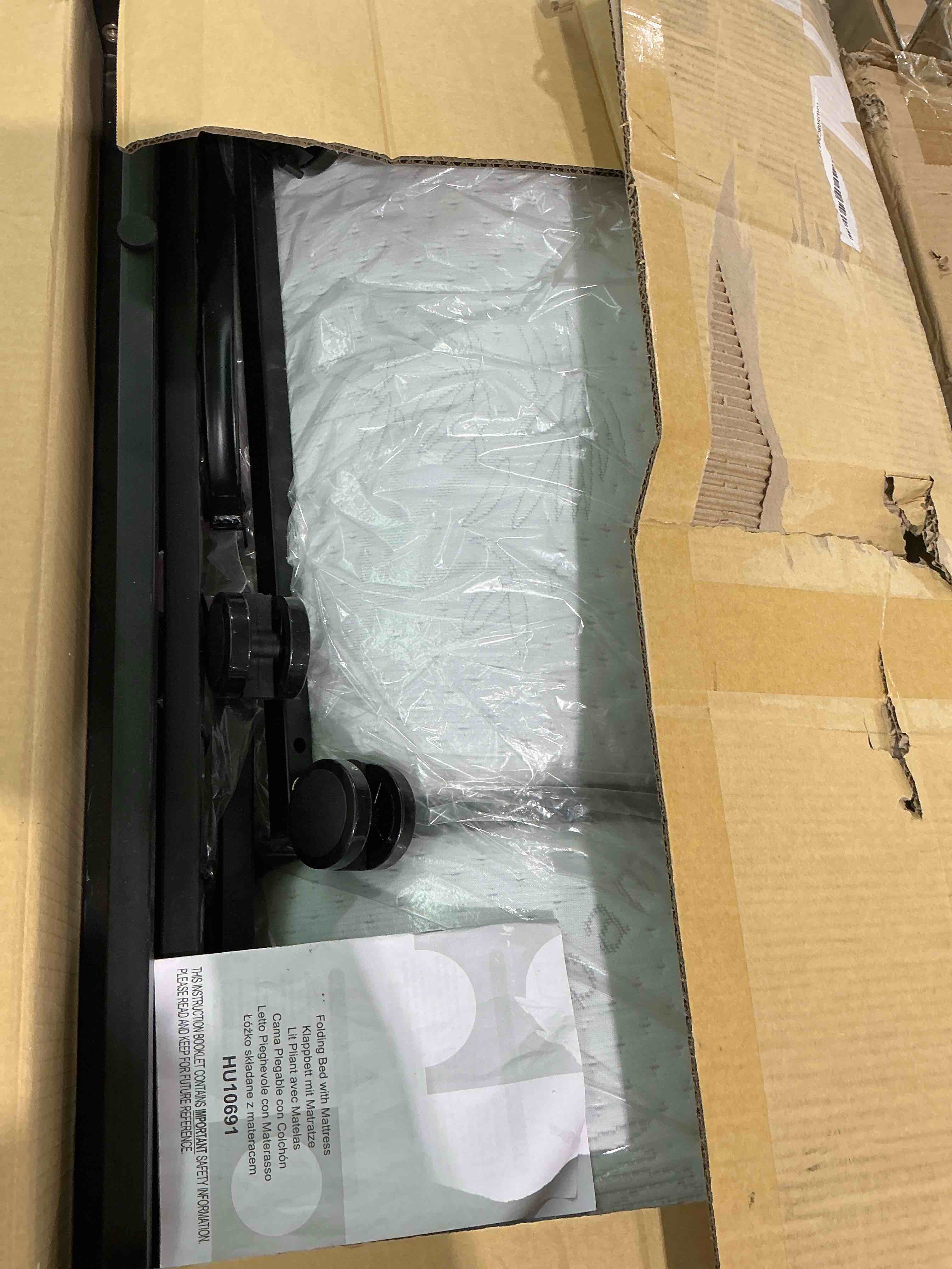 Condition photo showing New/Like New for giantex twin folding bed with mattress, roll away portable guest bed w/sturdy metal frame, space-saving rollaway bed with memory foam mattress for adults, 75" x 38"